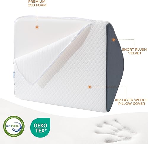 Miniatura 7 de Almohada de cuña de rodilla para recuperación poscirugía, soporte de elevación de piernas para posición de sueño, alivia el dolor de espalda baja