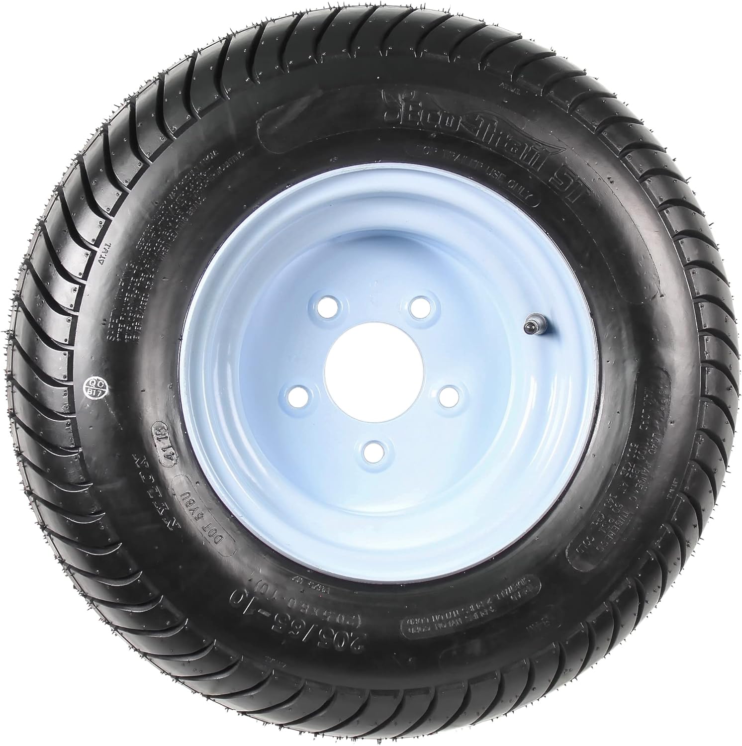 eCustomrim Trailer Tire On Rim 205/65-10 20.5X8.0-10 5 Lug White Wheel Load Range E - 2 Year Warranty w/Free Roadside