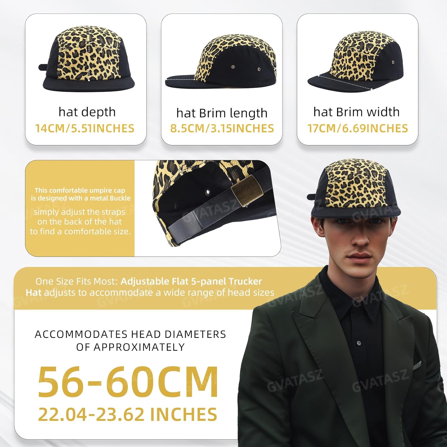 Snapback 5 Panel Hat for Men Women Classic Flat Bill Baseball Cap Trucker Hat Leopard Print Hip Hop Biker Board Cap - Image 5