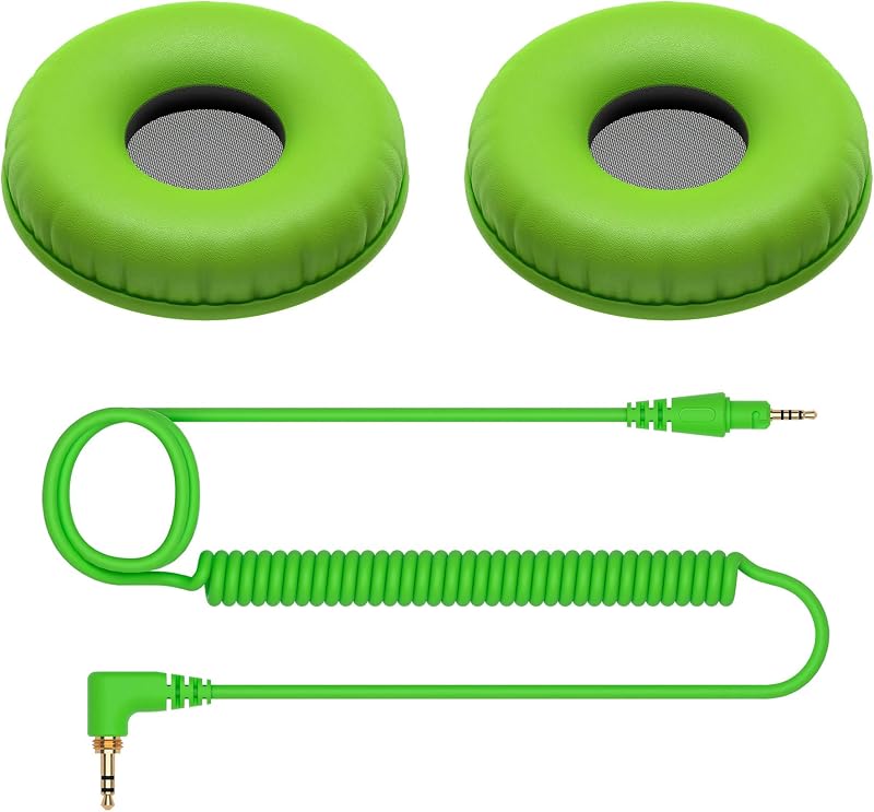 Pioneer DJ HC-CP08-G - Orejera y cable de la serie CUE1 (verde)
