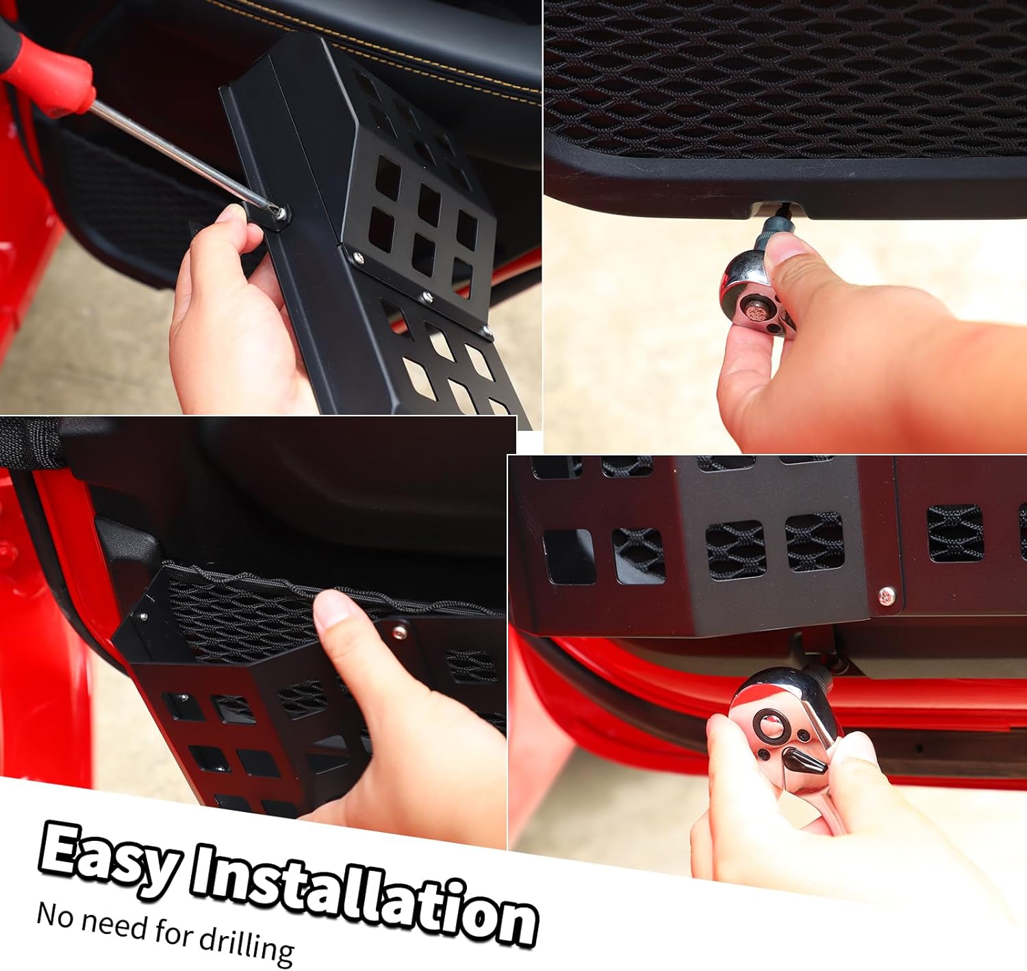 Jimen Fit for Jeep Wrangler JL JLU 4xe 2018-2026 & Gladiator JT 2020-2026, Upgrade 2PCS Metal Rear Door Pockets Organizer Storage Box