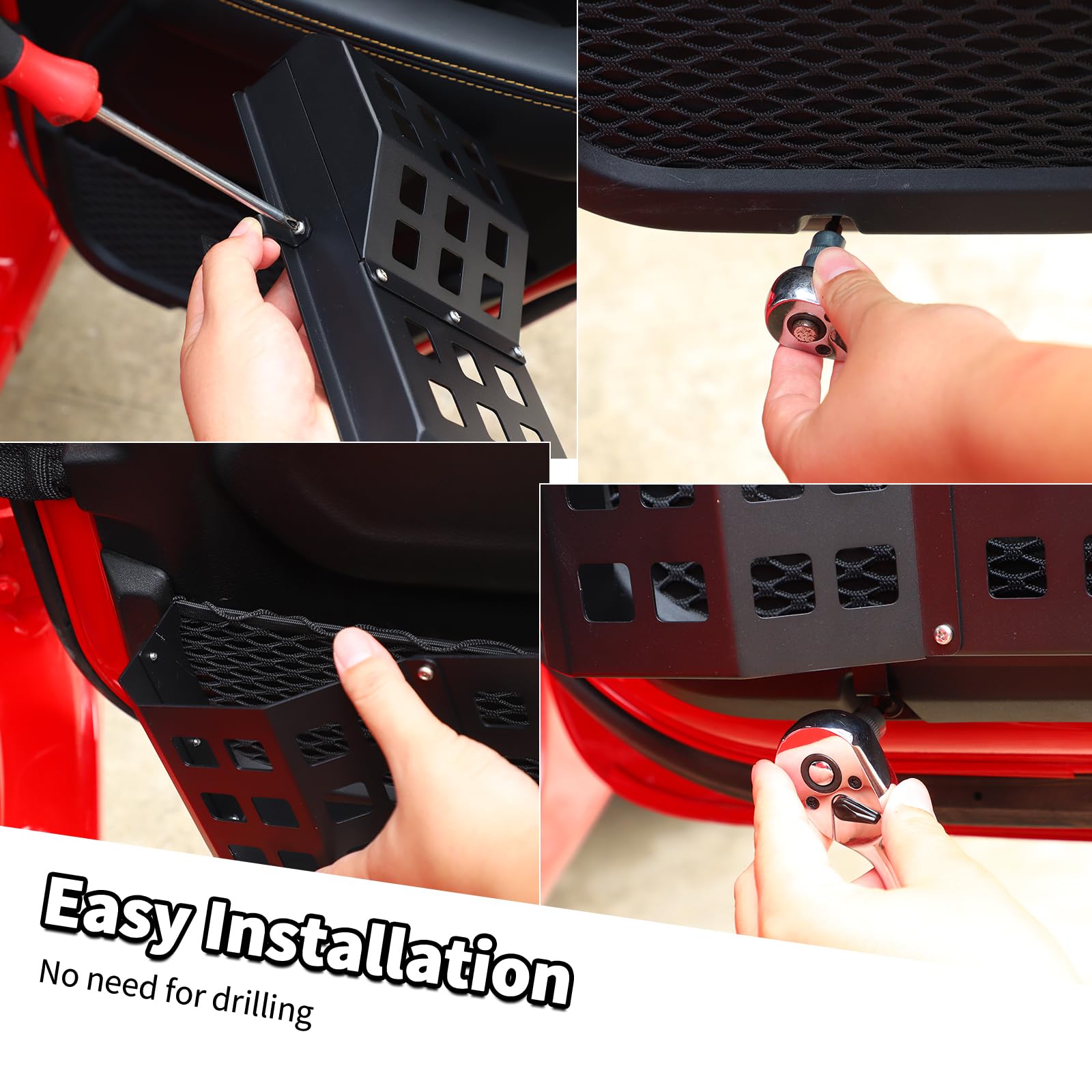 Jimen Passend für Jeep Wrangler JL JLU 4XE 2018–2025 & Gladiator JT 2020–2025, 2 Stück Metall-Hintertürtaschen, Organizer-Aufbewahrungsbox
