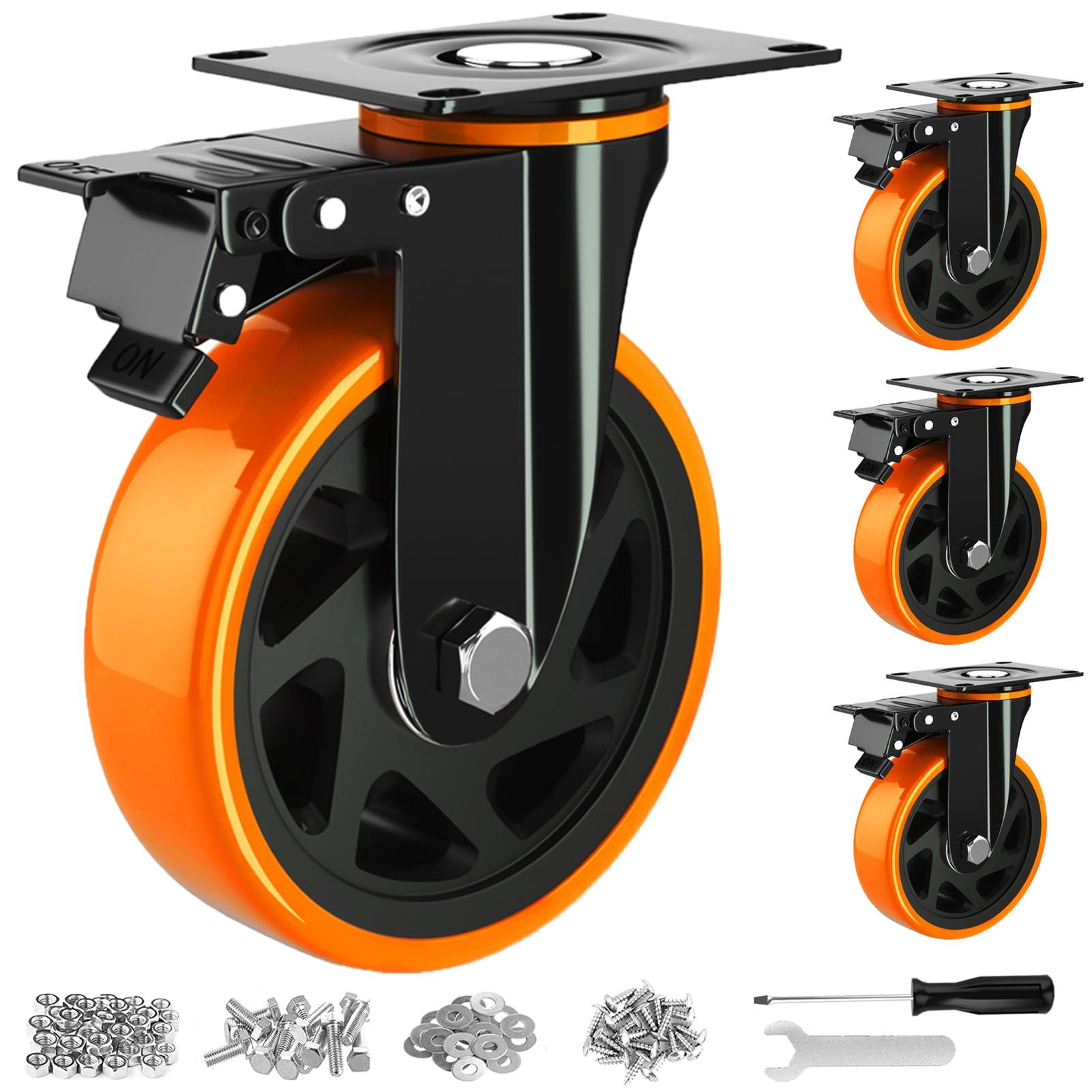 6 Inch Caster Wheels, Casters Set of 4, Heavy Duty Casters with Brake 3000 Lbs, Locking Industrial Swivel Top Plate Casters Wheels for Furniture and Workbench Cart(Two Hardware Kits Include) (B0BN871NGM) Amazon Price History, Amazon Price Tracker