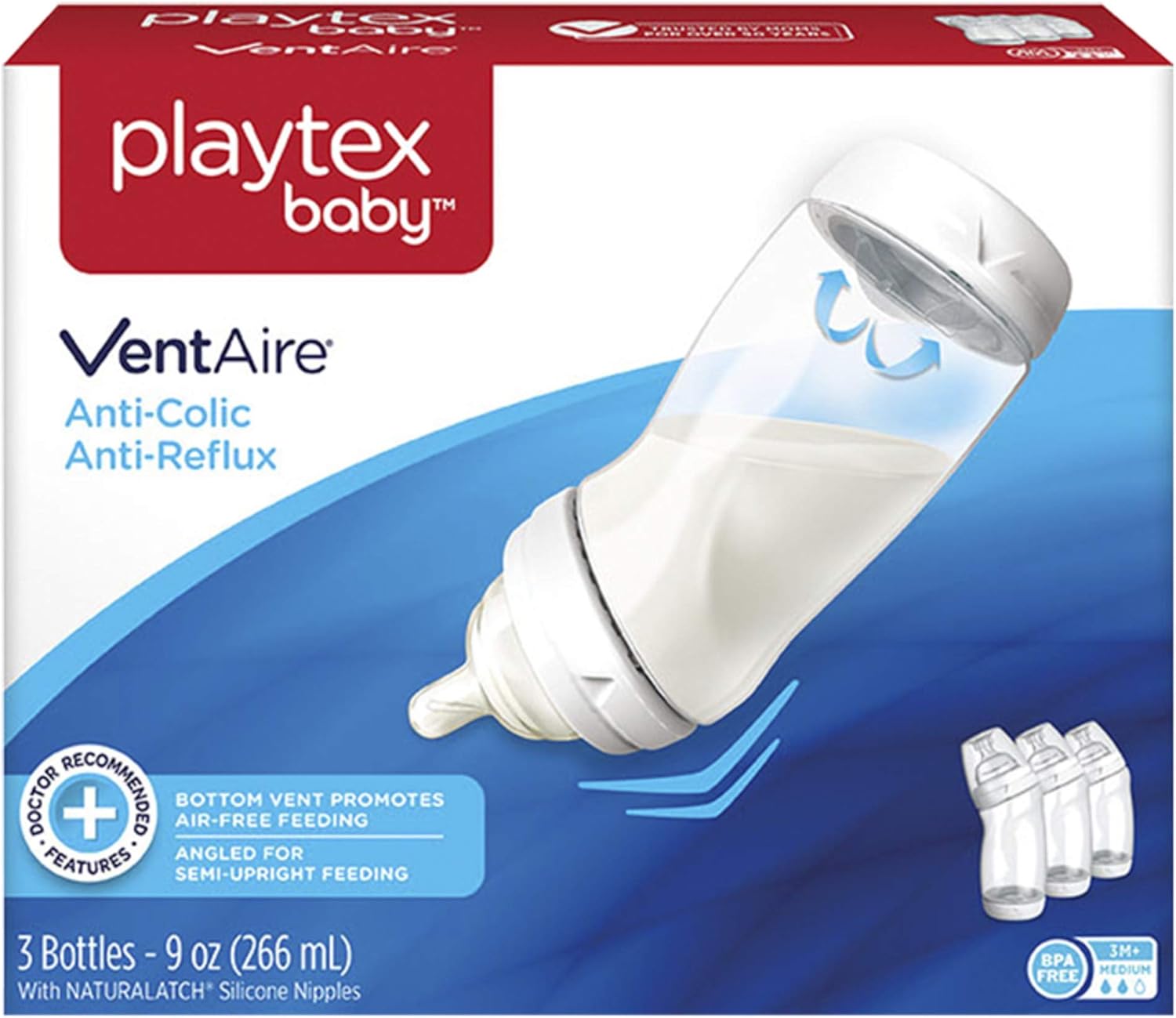 Playtex Baby VentAire Bottle, Helps Prevent Colic and Reflux, 9 Ounce