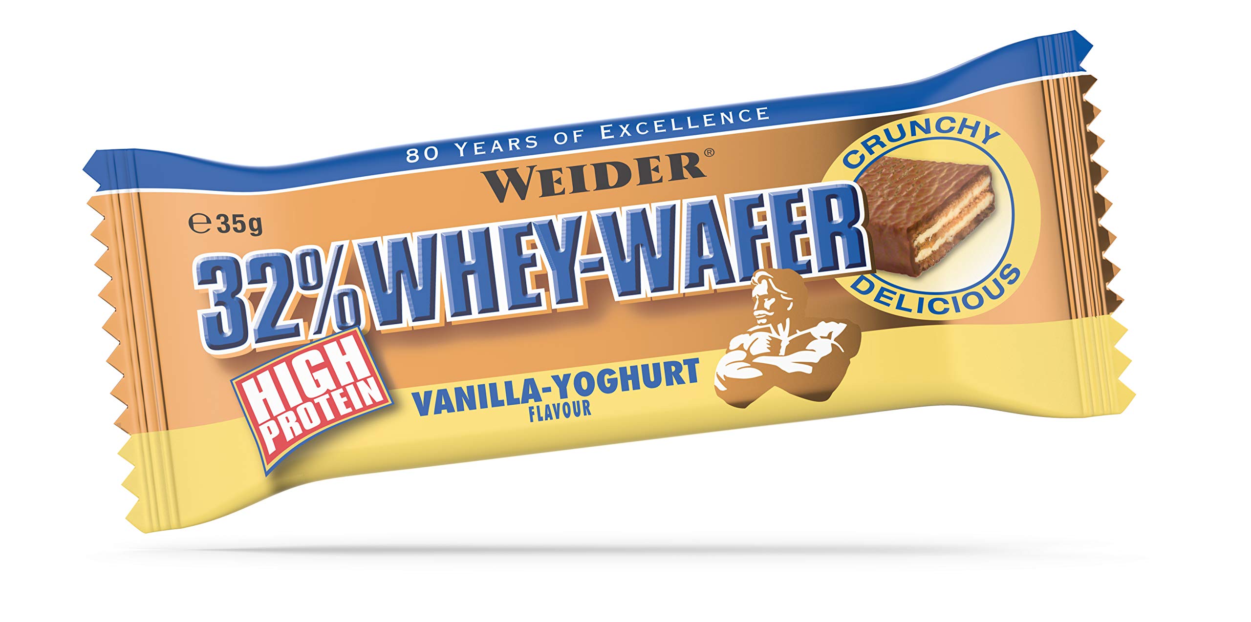 Weider Barre 32% Whey Gaufrette Protéinée Vanille Yoghurt 24 x 35 g