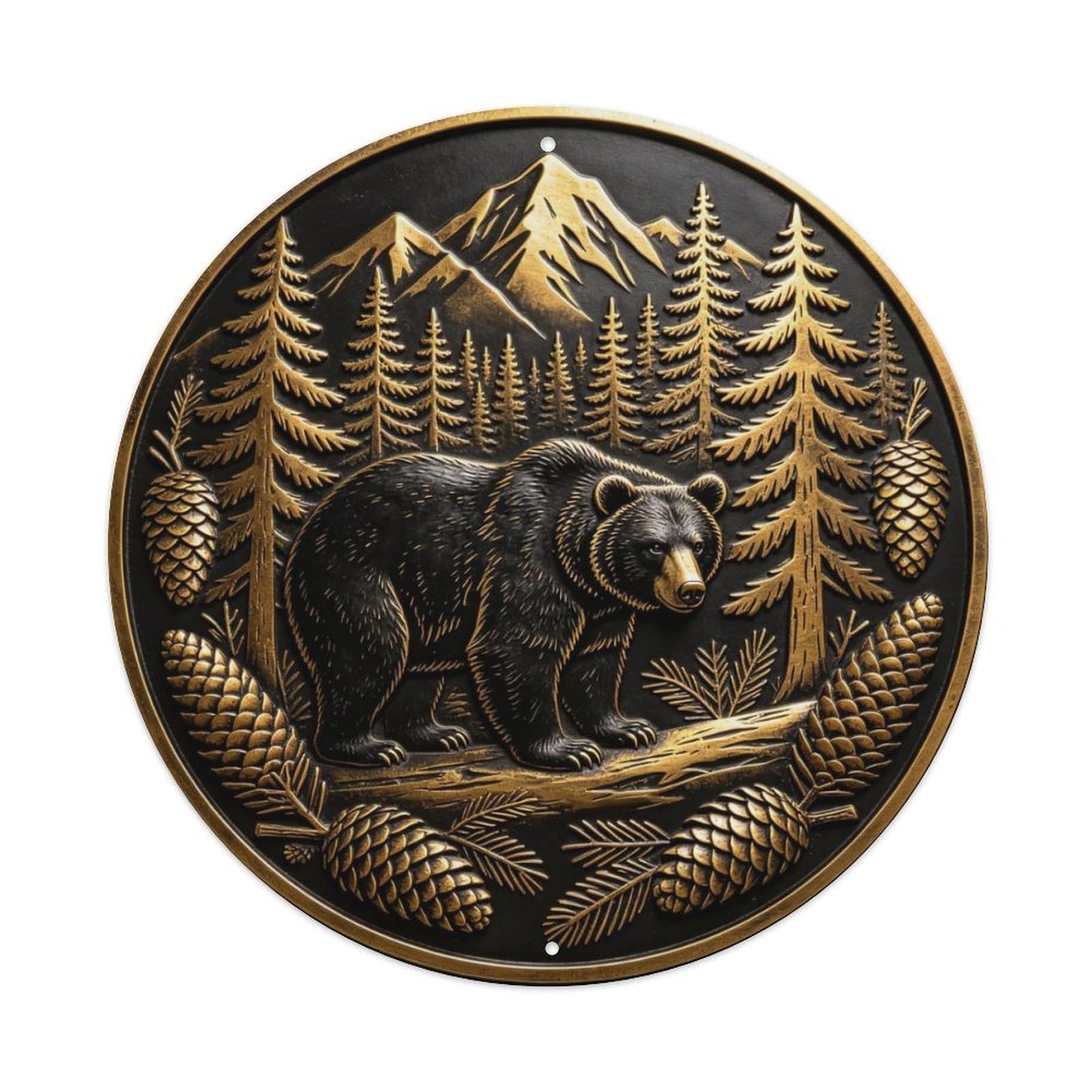 Black Bear Pine Forest Metal Metal Tin Sign Plaque