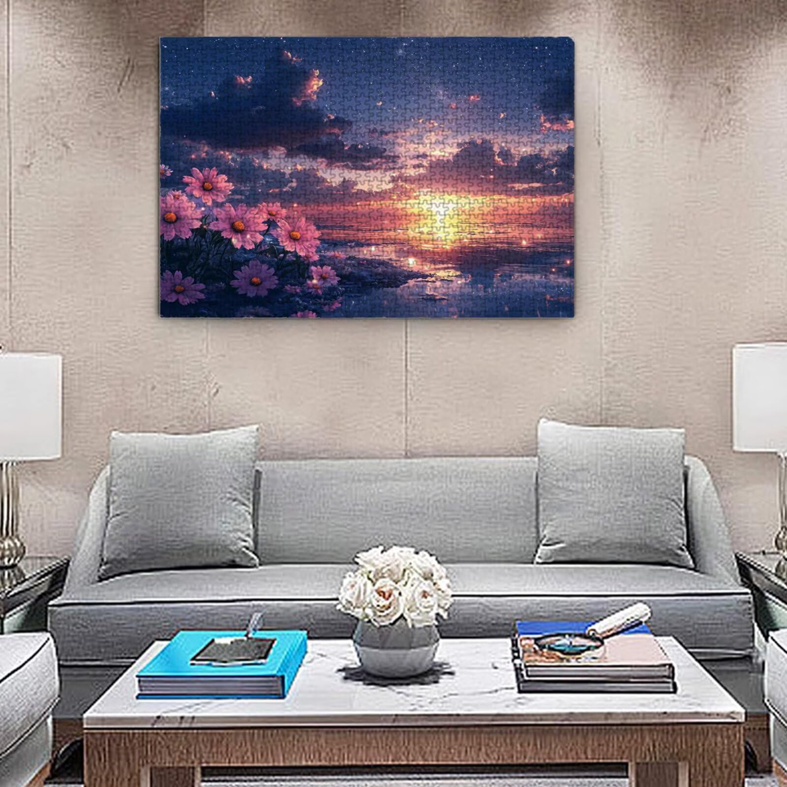 Puzzle dla dorosłych, 3000 sztuk, trudne drewniane puzzle, gra, gra logiczna, gra ręczna rodzinna, kreatywna rozrywka, prezent 81 x 122 cm kwiat zachód słońca K0F-298