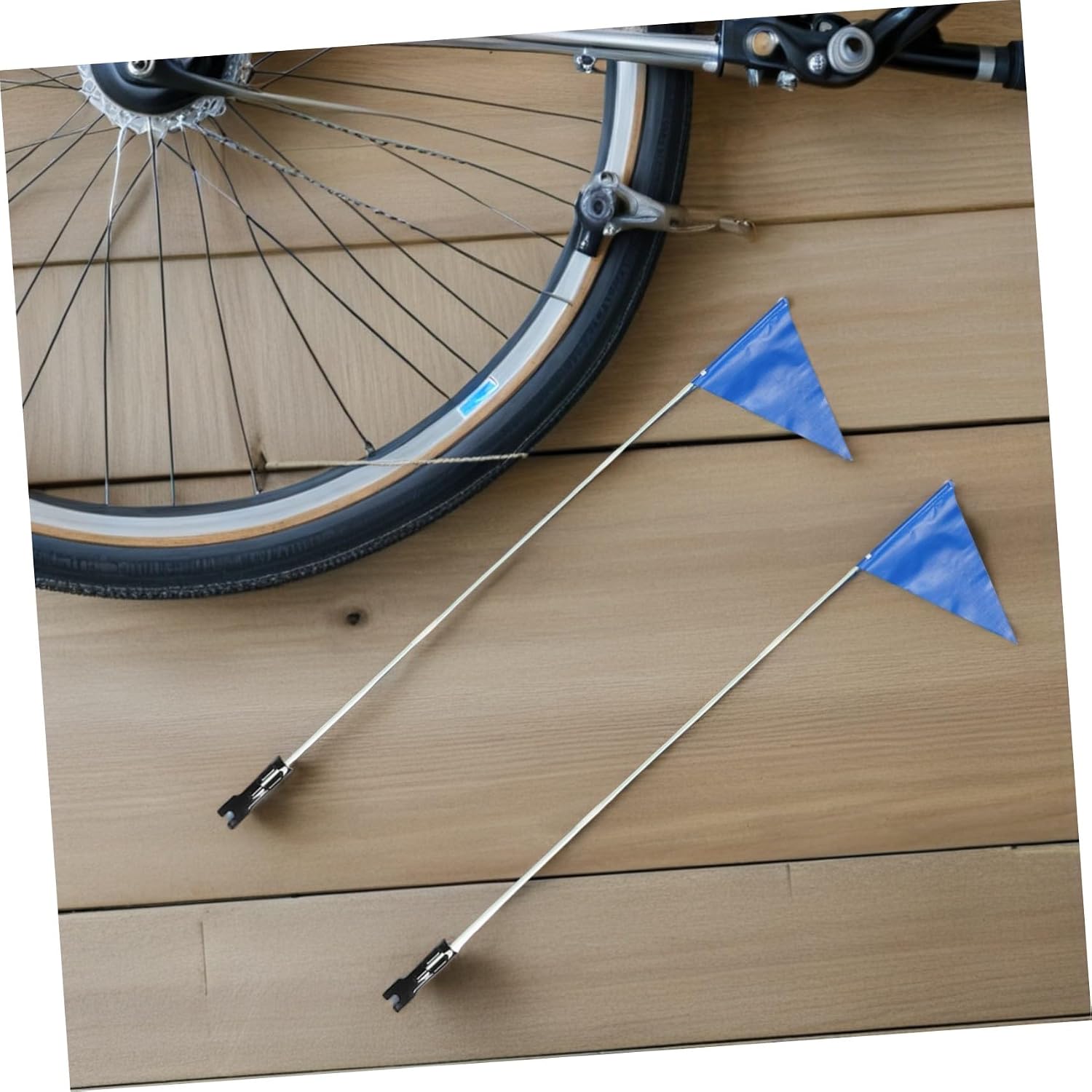 Outanaya 2sets Rear Bike Flags Reflective Flagpole Bike Safety Flags for Cycling Material