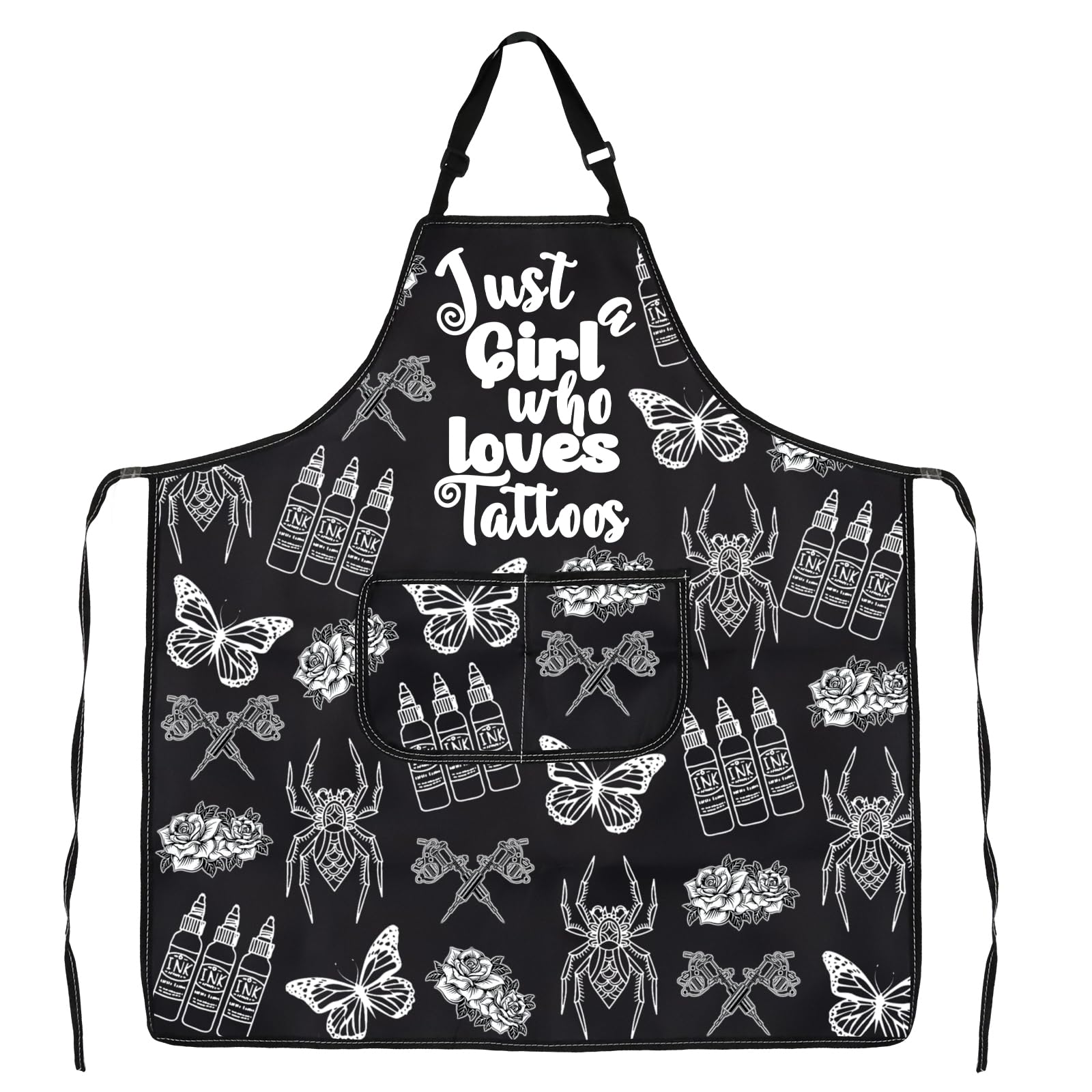 PXTIDY Tattoo Apron For Tattoo Artists Tattoo Inspired Gift Tattooist Gift Just A Girl Who Loves Tattoos Apron Waterproof
