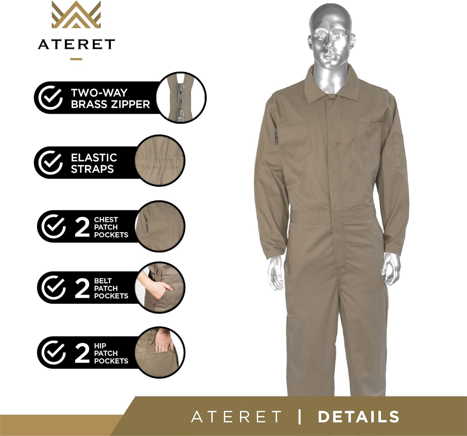 ATERET I Flame Resistant FR Coverall - 100% Nylon I Lightweight 7 ounce 100% cotton FR treated : Tools & Home Improvement