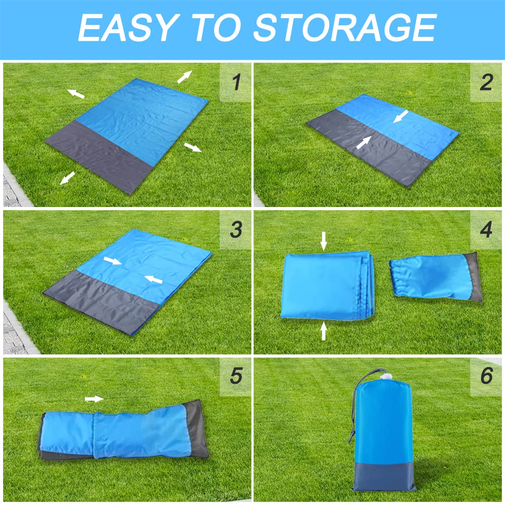 Sendowtek Coperta da Spiaggia Coperta Picnic Impermeabile 210 x 200 cm, Sottile 4 Angoli di Fissaggio Anti Sabbia Portatile Coperta da Picnic per Spiaggia Picnic Escursionismo Campeggio