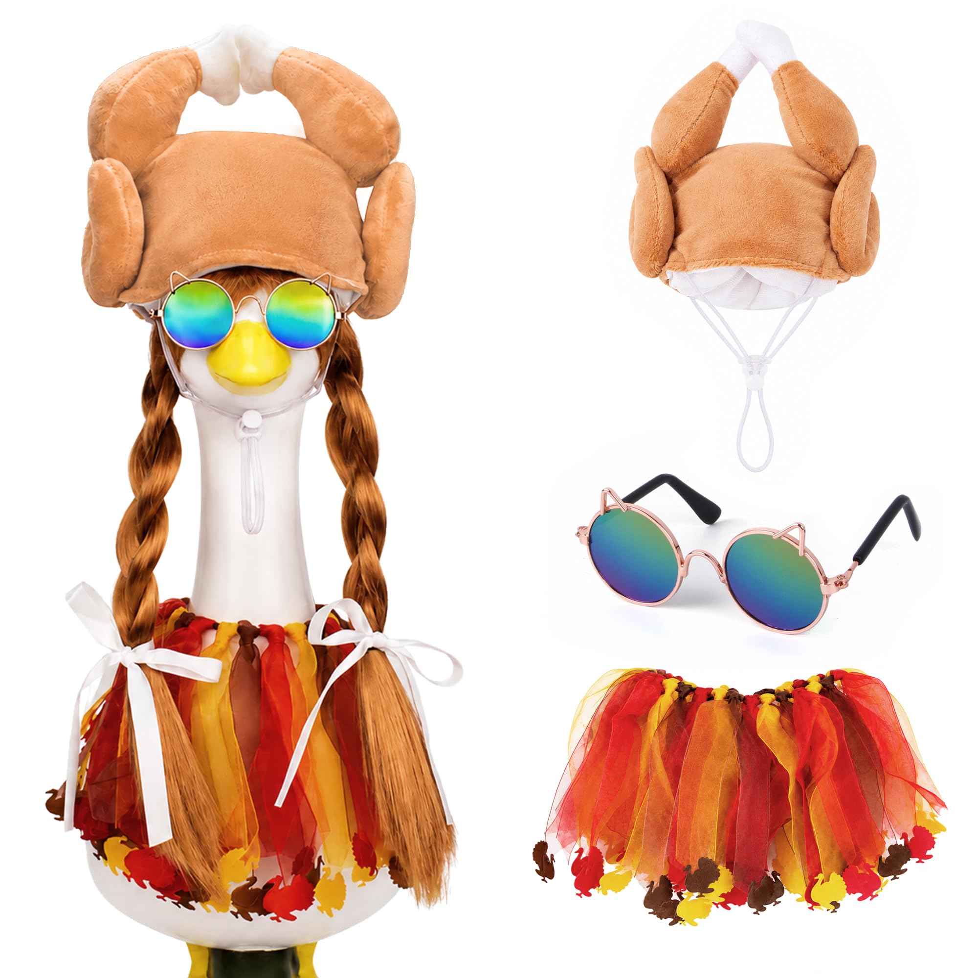 4PCS Thanksgiving Goose Outfits Turkey Goose Costume Set for Goose Statue
