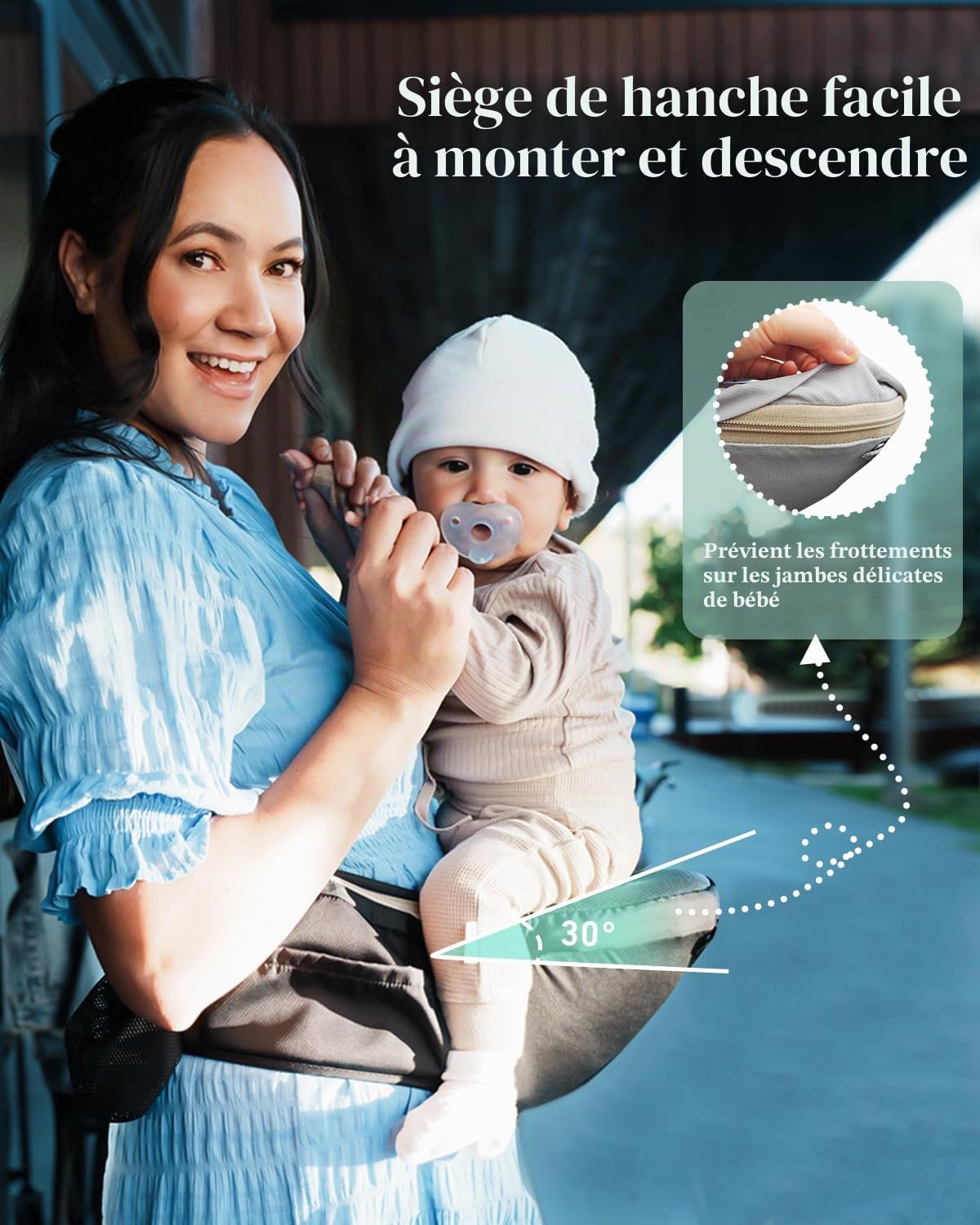 Porte Bébé, MOMTORY Porte-Bébé Naissance Confortable Extremement Doux pour Nouveau-Né, Sling Bébé Enveloppant Ergonomique Physiologique pour avec Crochet & Boucle pour un Réglage Facile, 3-12kg (BLUE)