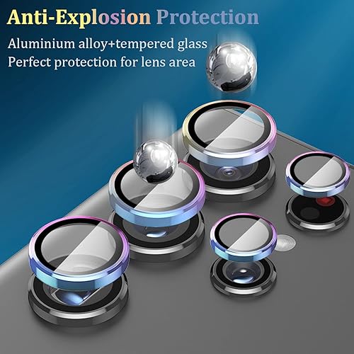 Miniatura 4 de Kanosan Protector de lente de cámara compatible con Samsung Galaxy S23 Ultra aleación de aluminio 9H accesorios decorativos de vidrio templado para