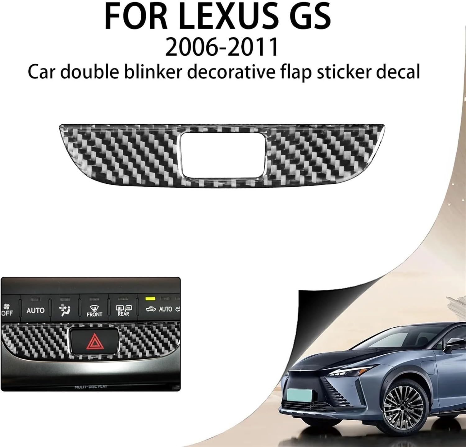 for lexuss GS 2006-2011 Car Double Flash Panel Decoration Cover Trim Sticker Decal Real Carbon Fiber Interior Accessoire Voiture