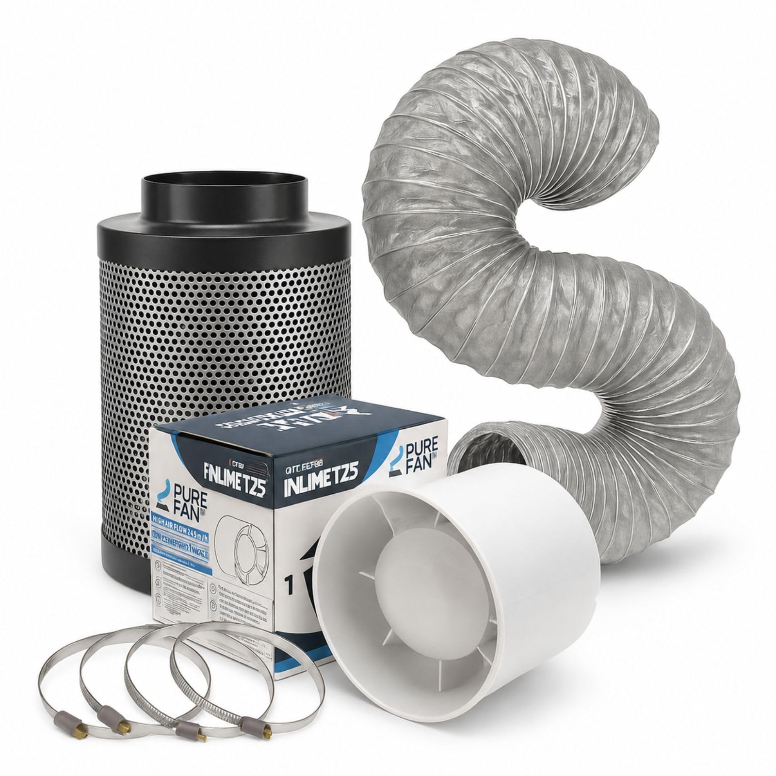 Weedness ECO Zestaw Ekstrakcji 305 m3/h 150 mm Flansza System Wentylacji do Uprawy Wewnętrznej Filtr Węglowy Wentylator Duct Growbox