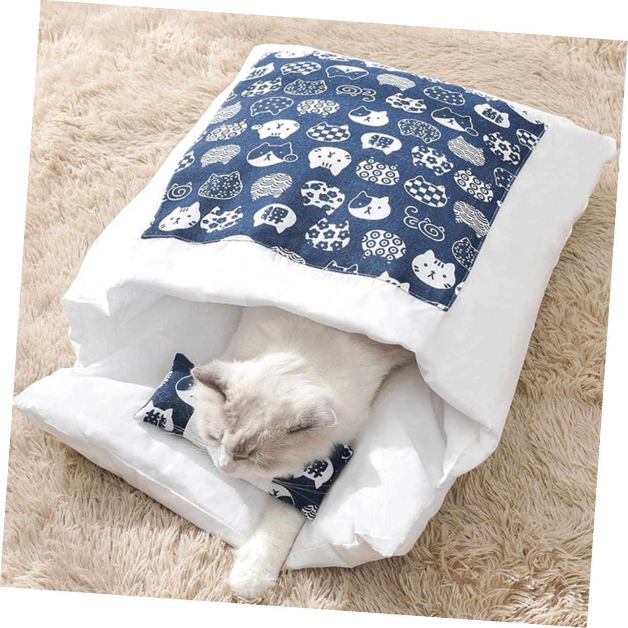 VANZACK 2 Zestawy Przytulnego Legowiska Dla Kota I Psa Japoński Design Zdejmowany Zmywalny Miękki Śpiwór Dla Zwierząt Domowych Do Użytku W Pomieszczeniach Wygodny I Wytrzymały