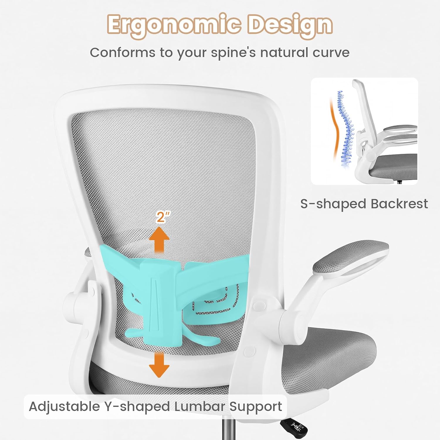 Giantex Ergonomic Drafting Chair Tall Office Chair with Flip-Up Armrests Footrest Ring Height Adjustable Executive Task Chair Mesh Computer Standing Desk Chair Lumbar Support for Home Office (Gray)