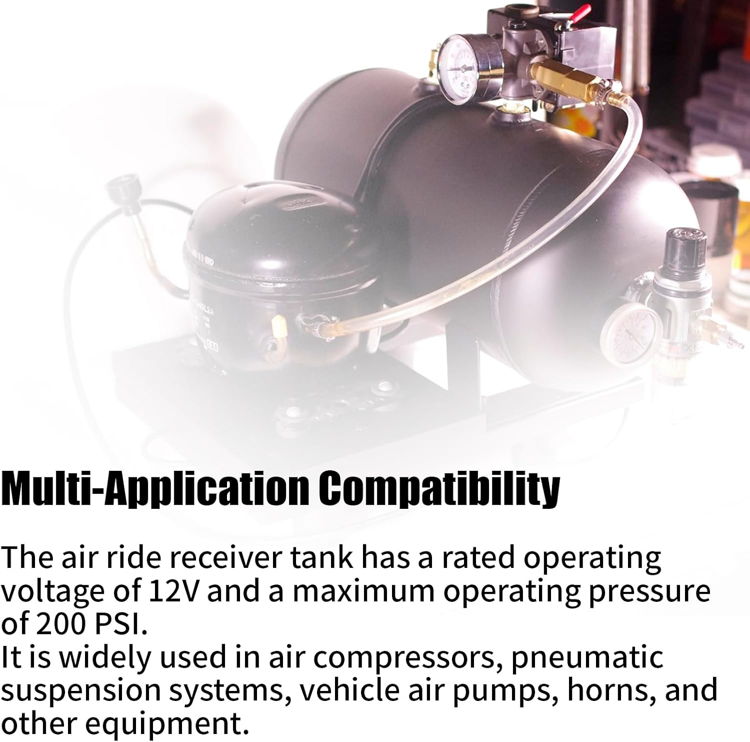 1.6 Gallon Portable Air Compressor Tank, Aluminum Black