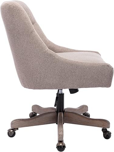 Miniatura 5 de Silla de oficina giratoria, moderna silla giratoria tapizada de tela de lino copetuda, con ruedas y altura ajustable, silla de escritorio para