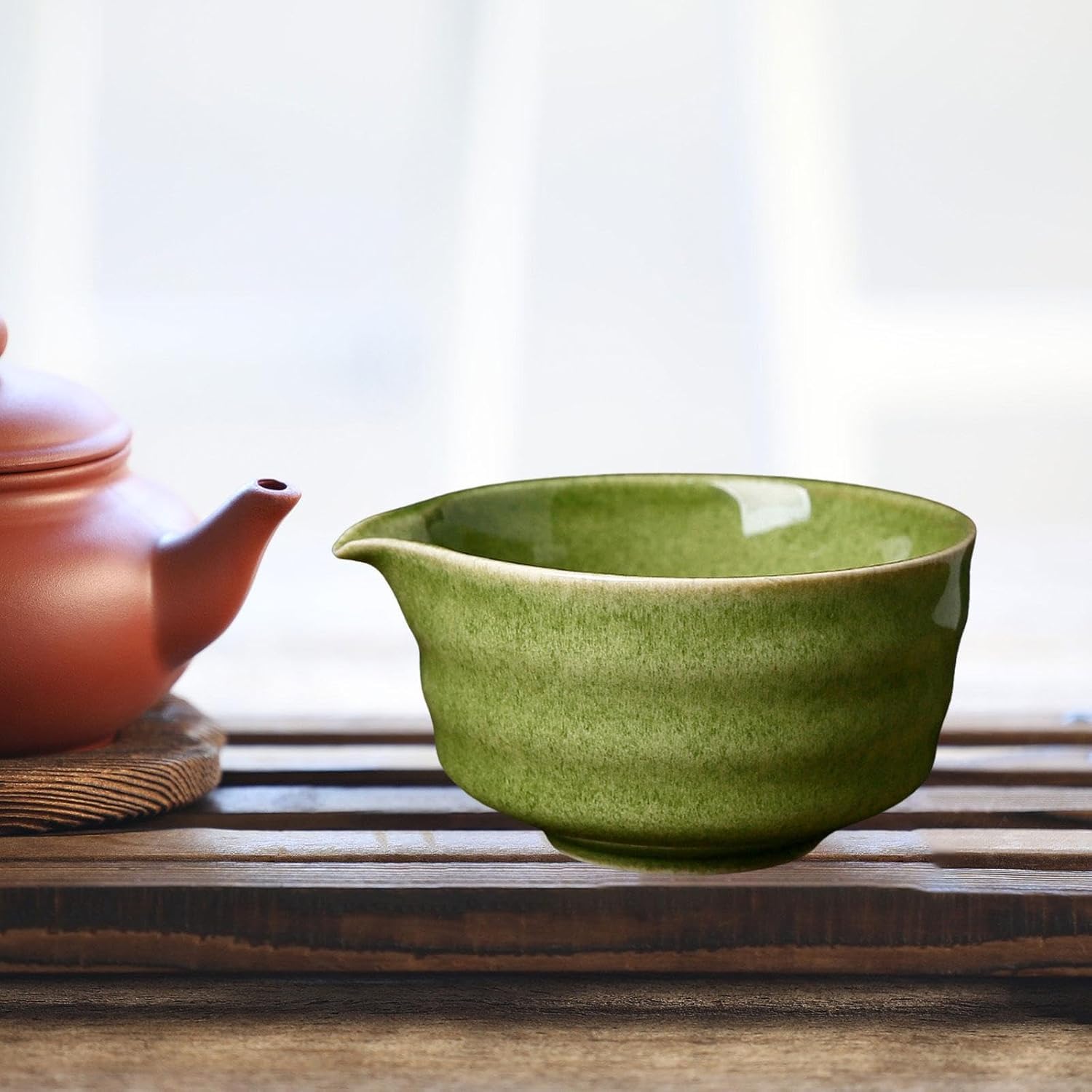 Matcha miska z wylewką, falisty ceramiczny pojemnik na herbatę, ręcznie robiona japońska zielona filiżanka do herbaty trzepaczka ceramiczna miska do mieszania matchawan sałatkowa owsianka sok