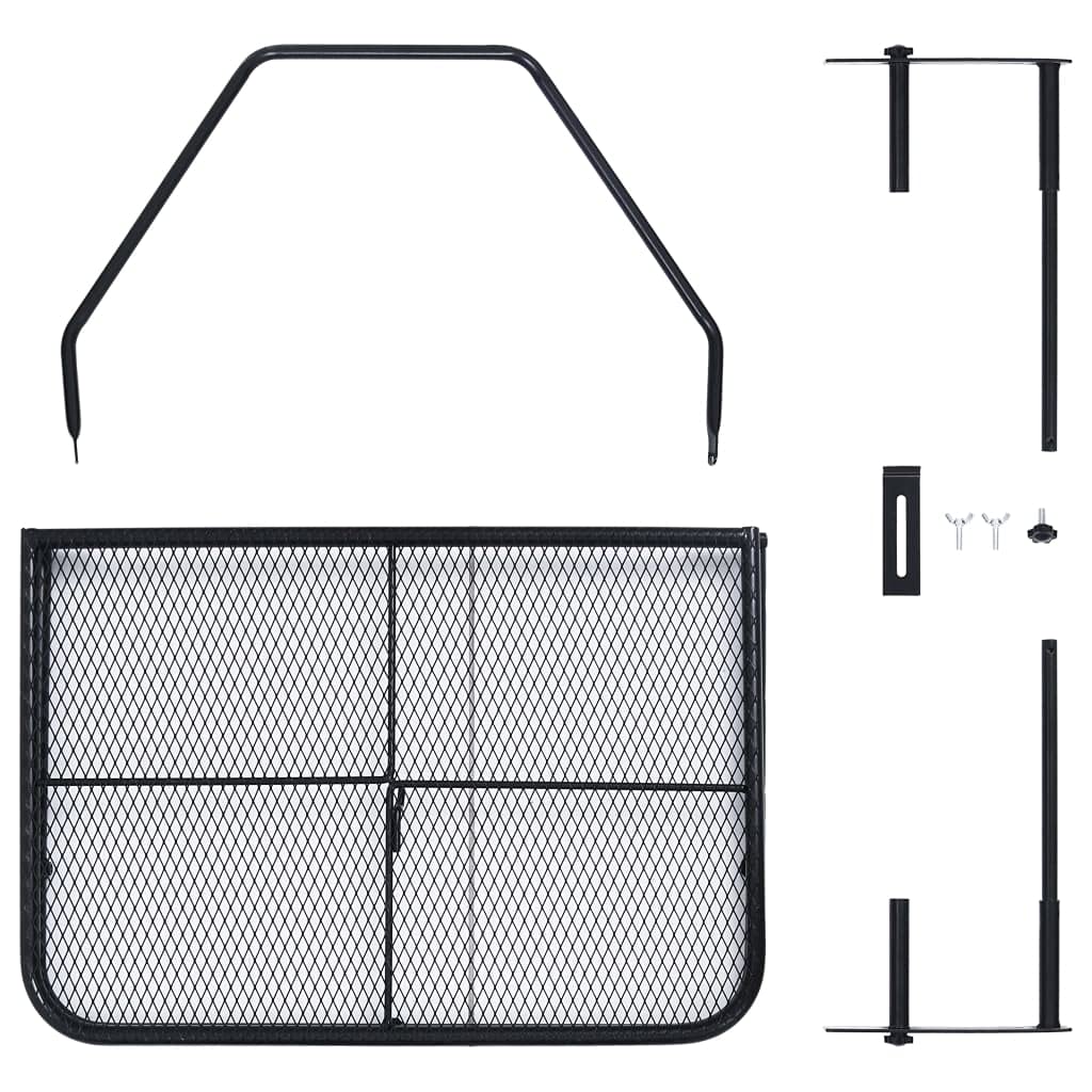 Wakects Table Suspendue pour Balcon Exterieur - 60 x 40 cm - Table de Pont Pliante - Résistante aux intempéries - Noire - Table de Balcon Rabattable Petite en Acier - Design grillagé - pour extérieur