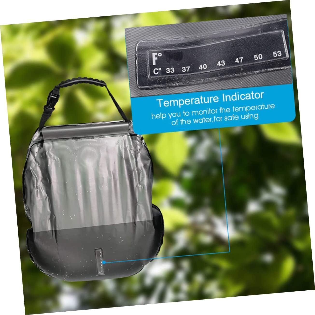 TOYANDONA Solar Camping Shower Bag Portable Outdoor Hiking Shower with Nozzle for Beach Travel Fishing Easy to Use and Store Olive Green