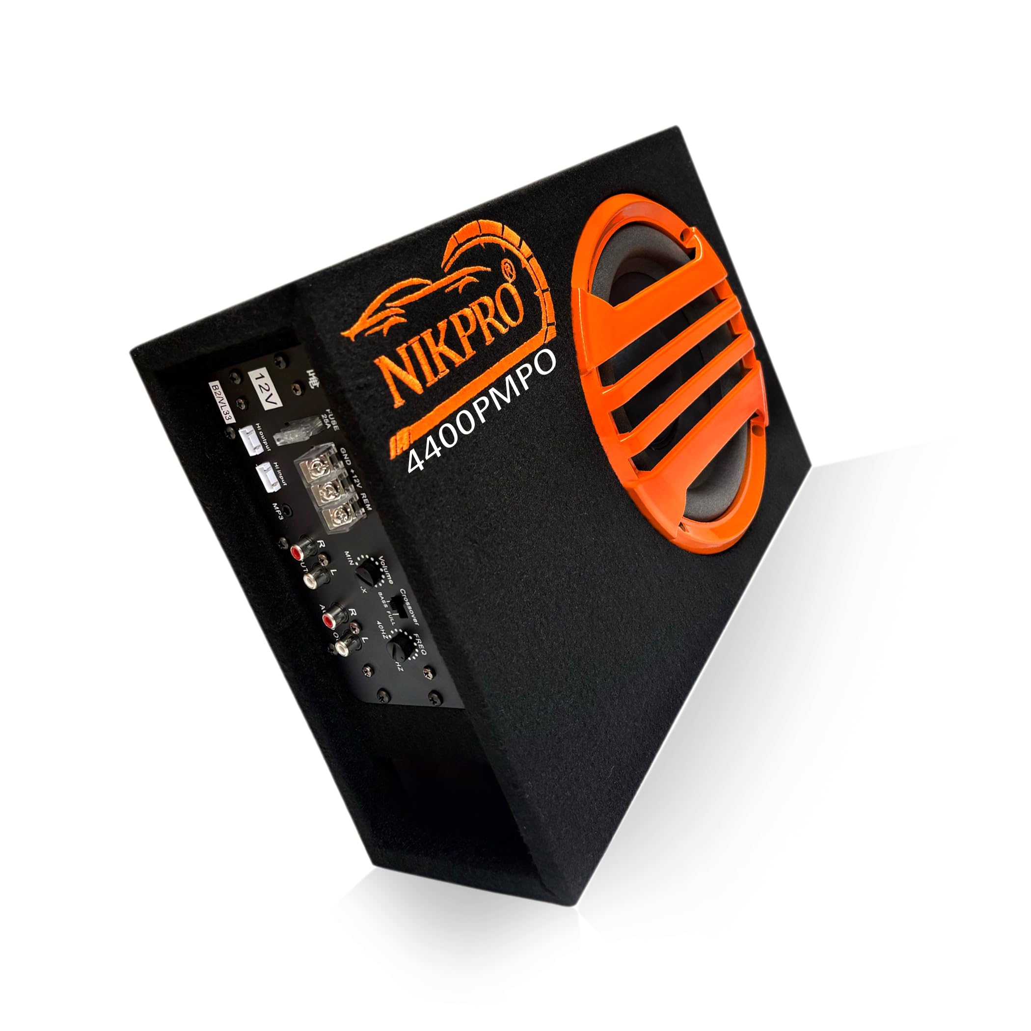 NIKPRO 8-Inch Under Seat Subwoofer with 200 RMS and 4400W Max Power Integrated Amplifier and Deep Bass Output, Boost Your Car Sound System Black Color Bass Tube for Premium Audio-image-9