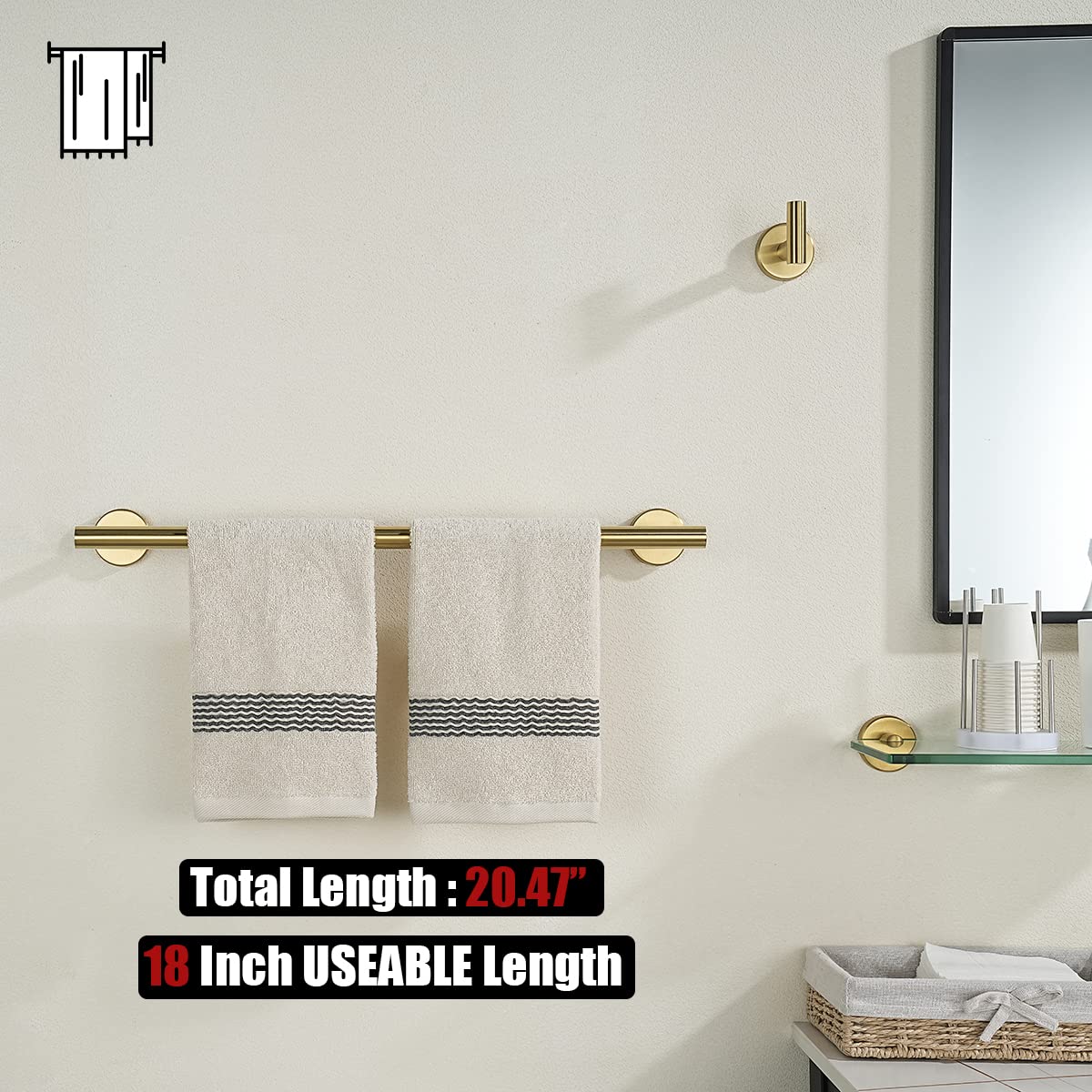 JQK Barra Portasciugamani Da Bagno 68 Cm - Acciaio Inox 304, Bronzo Champagne, Spessore 0,8 Mm, Kit Di Montaggio Incluso