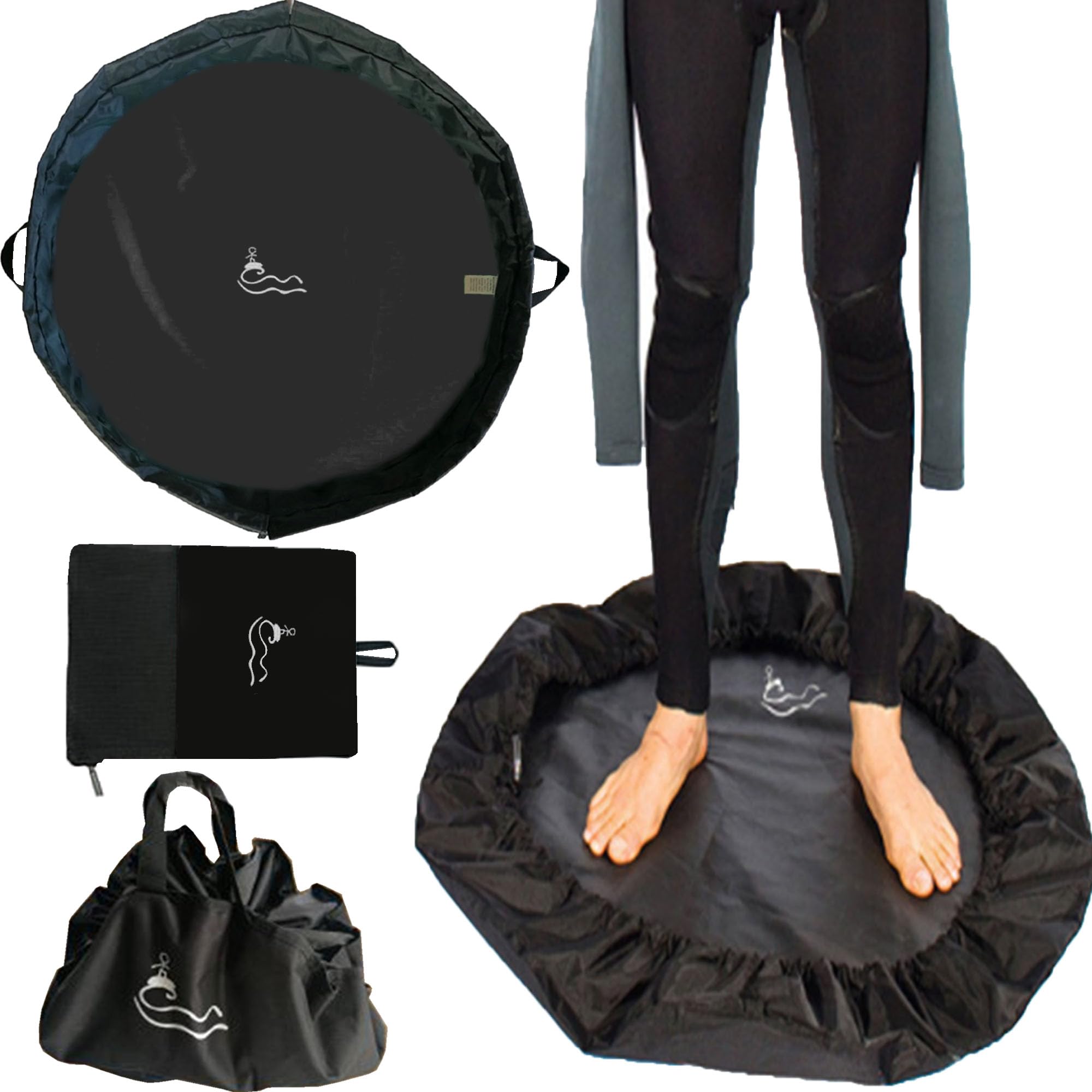 SUQ Wasserdicht Wechselmatte Neoprenanzug, Neoprenanzug-Wickelunterlage, Wetsuit Strand Wickelunterlage, Wasserdichter Neoprenanzug-Wechselsack für Frauen, 2 In 1 Change Mat Surf, Surfer (Schwarz)