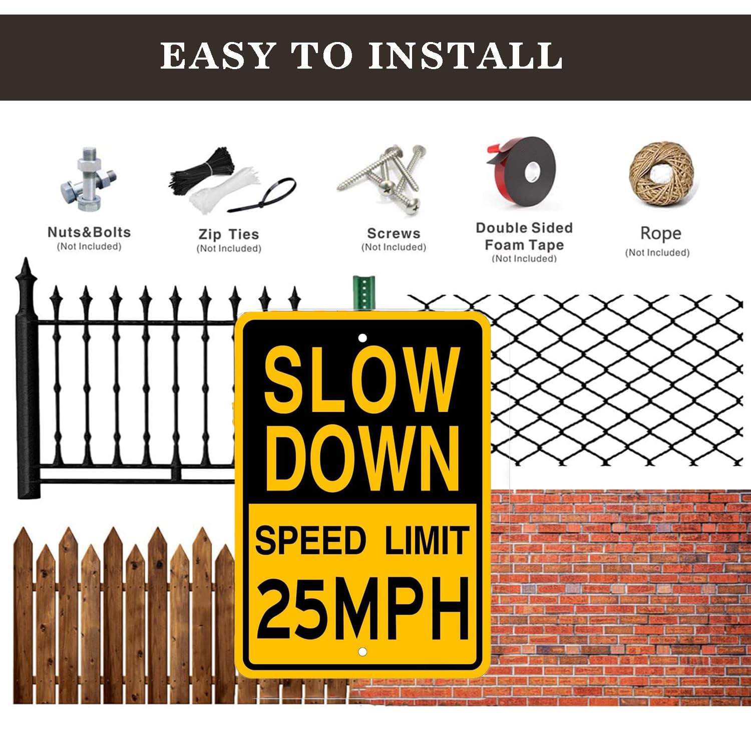 Lot De 2 Panneaux De Limitation De Vitesse De 25 Km/h – 30,5