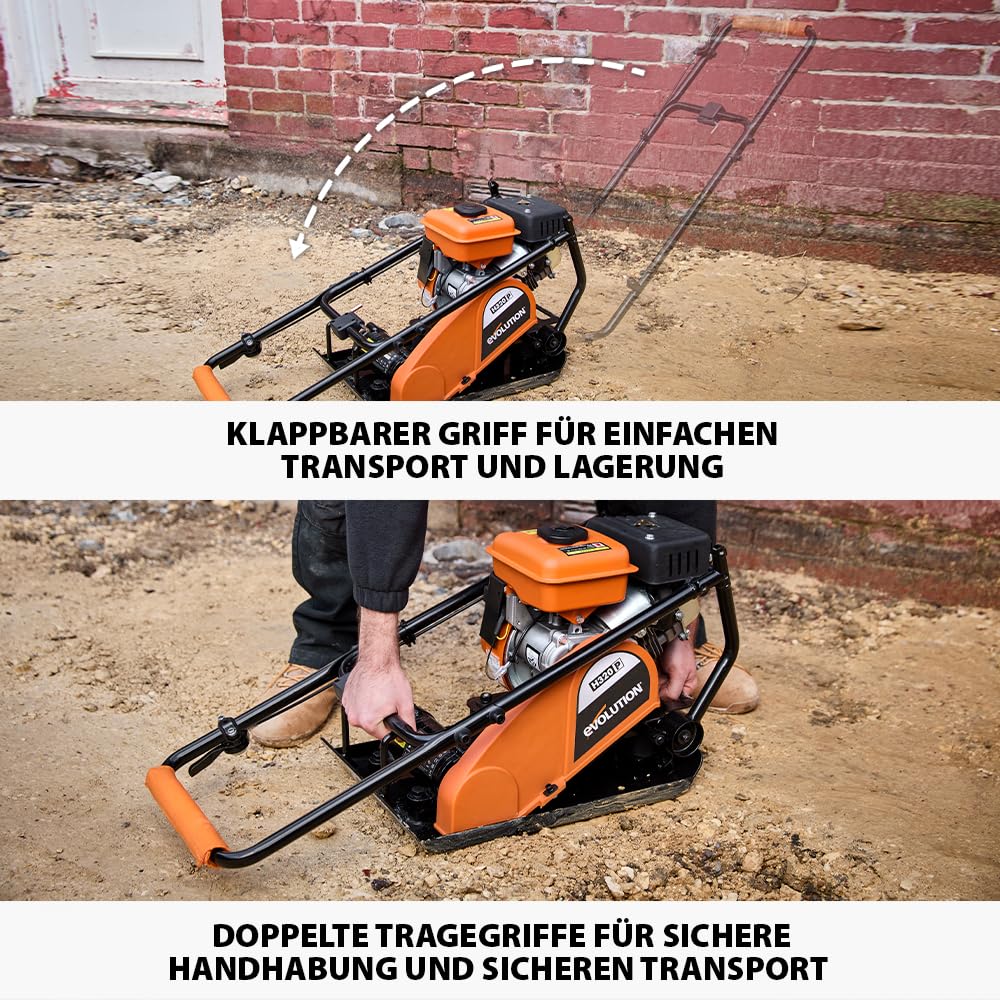 Evolution Power Tools H320-P Hulk Benzin Vibrationsstampfer, Rüttler, rüttelplatte - Ideal zum Nivellieren von Gehwegen, Vorbereiten von Kunstrasenflächen, Terrassen, Blockarbeiten, Sand