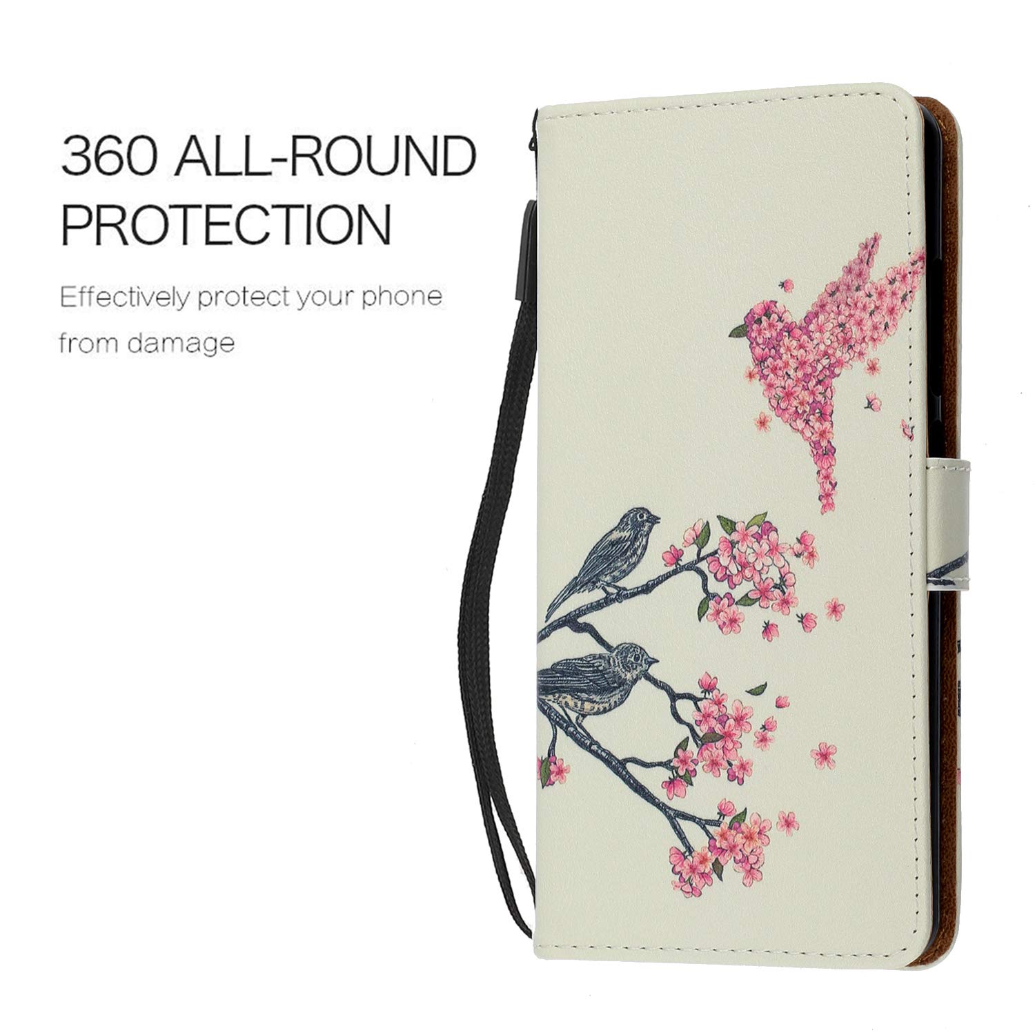 Custodia in Pelle PU a Righe Compatibile con Nokia 9 Pureview, Cover Portafoglio con Chiusura Magnetica, Scomparti Carte e Funzione Stand (Blu