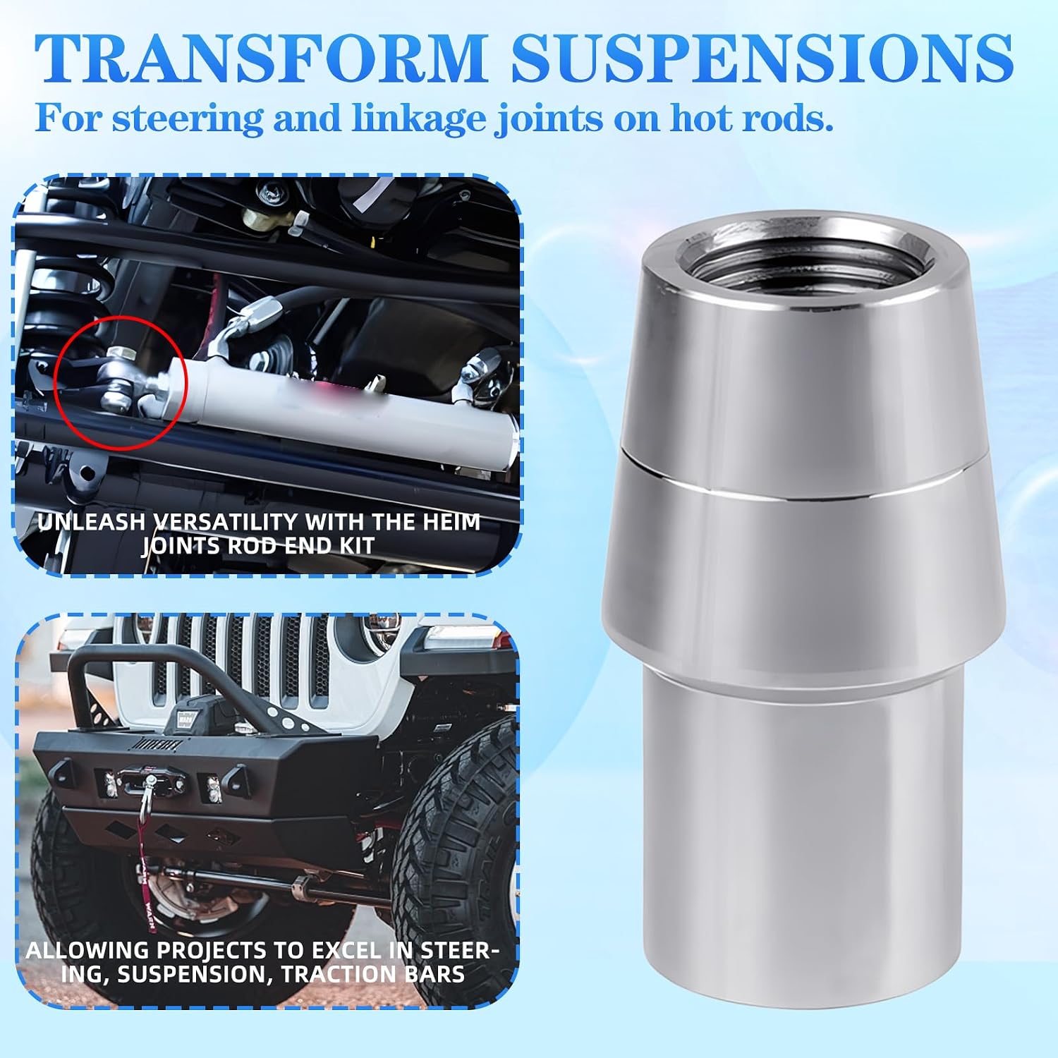 5/8"-18 RH & LH Threaded-Weld-in-Bung Tube-Adapter Kit | Fits 0.120 Wall Tube, Heim Joints, 1 1/4" OD x 0.120" Wall x 1" ID, Tube Size Compatibility