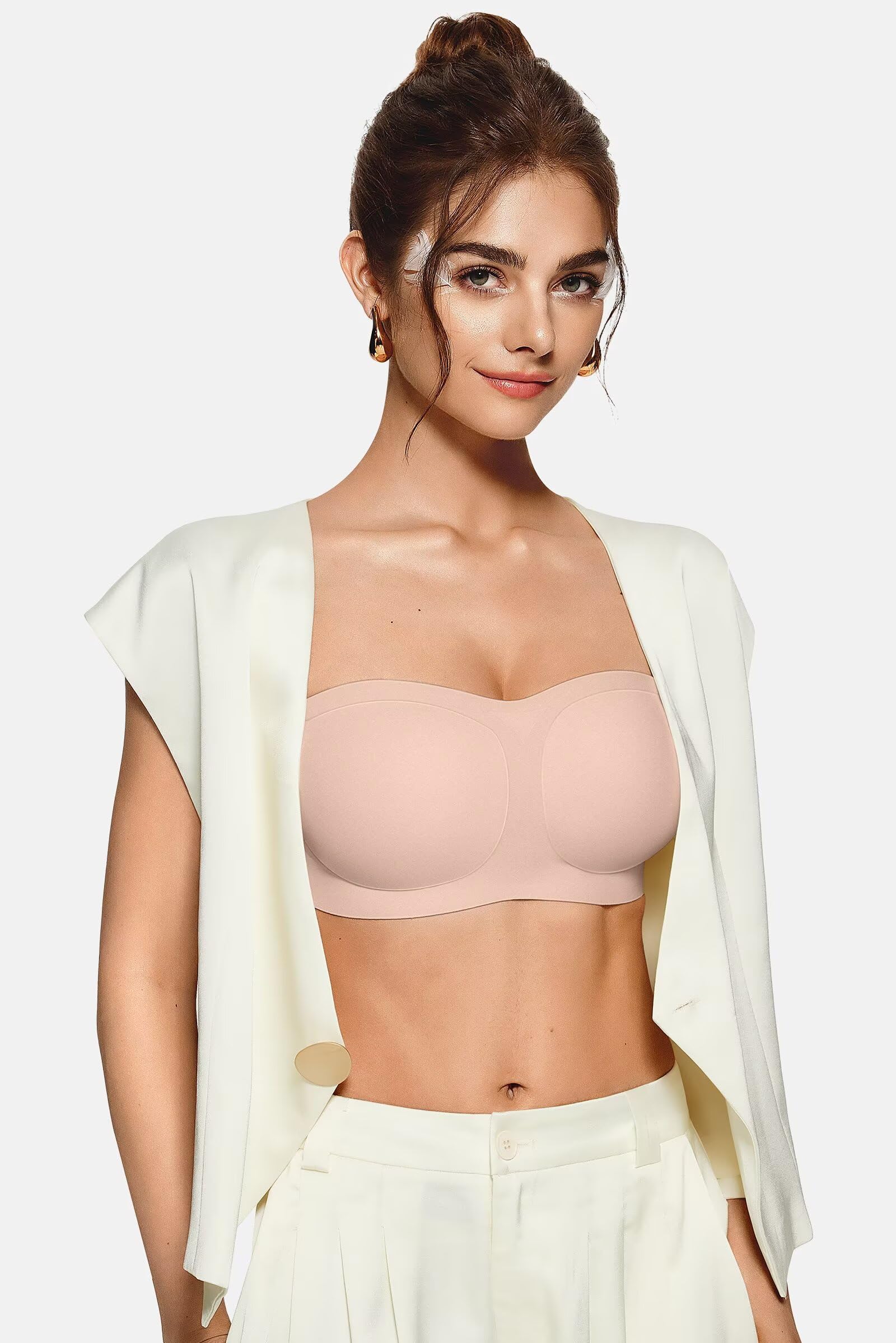 Vertvie Reggiseno senza spalline senza spalline senza cuciture imbottito reggiseno a fascia antiscivolo in silicone top push up convertibile bralette