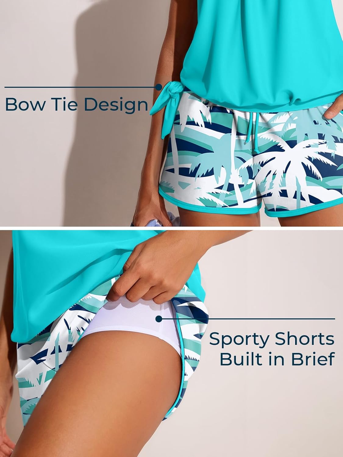 Summer Mae Blouson Women’s Tankini Swimsuits with Shorts Tummy Control Bathing Suits Side Pockets 2026