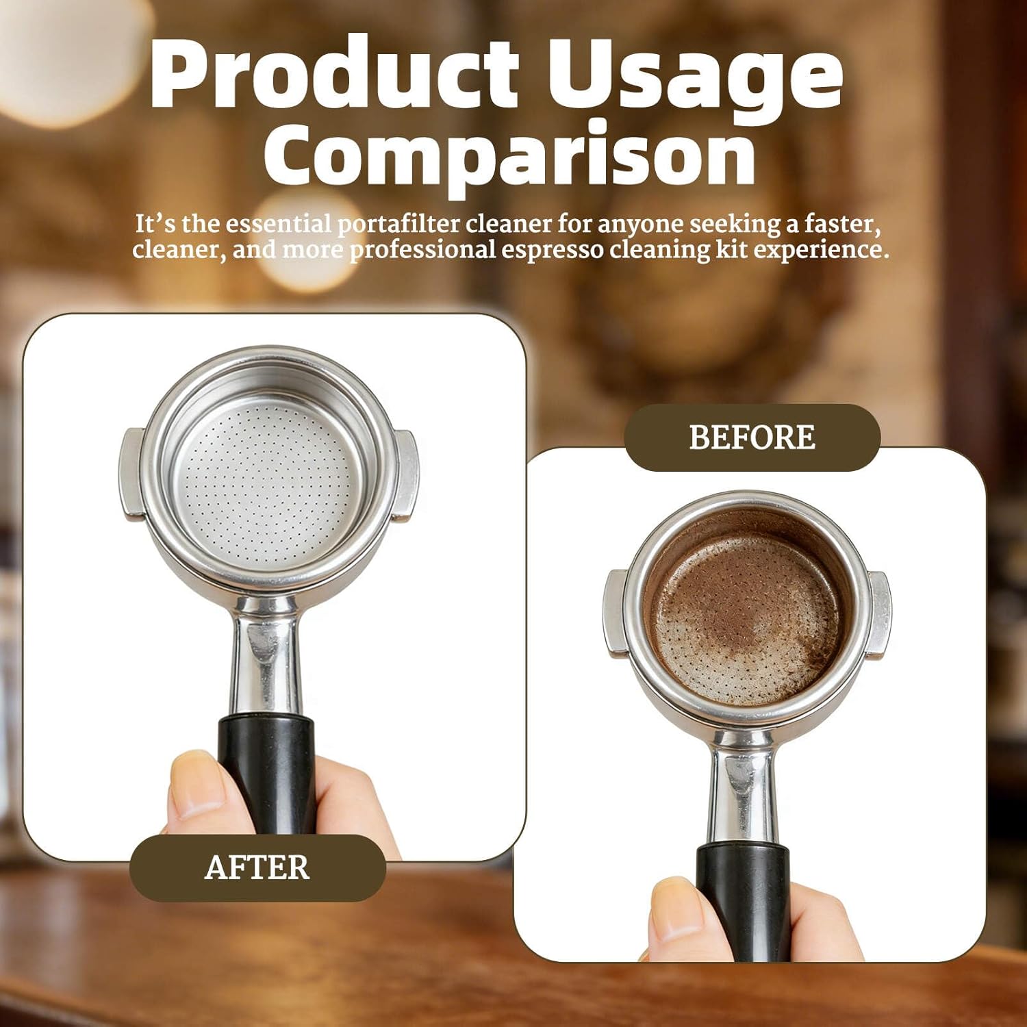 Coffee Portafilter Cleaning Kit - Electric Automatic Portafilter Cleaner, Espresso Accessories, Coffee Machine Accessories, Cafe Portafilters Cleaner