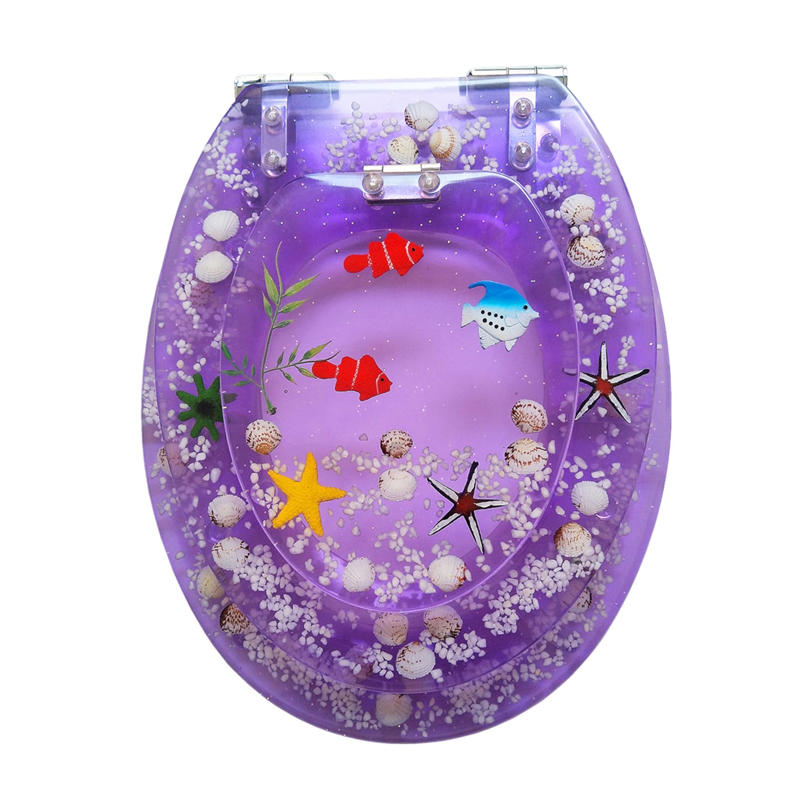 Toilet lid, Elongated Resin Toilet Seat with Alloy Hinges Easy to Install and Clean Thickened Lid(E)