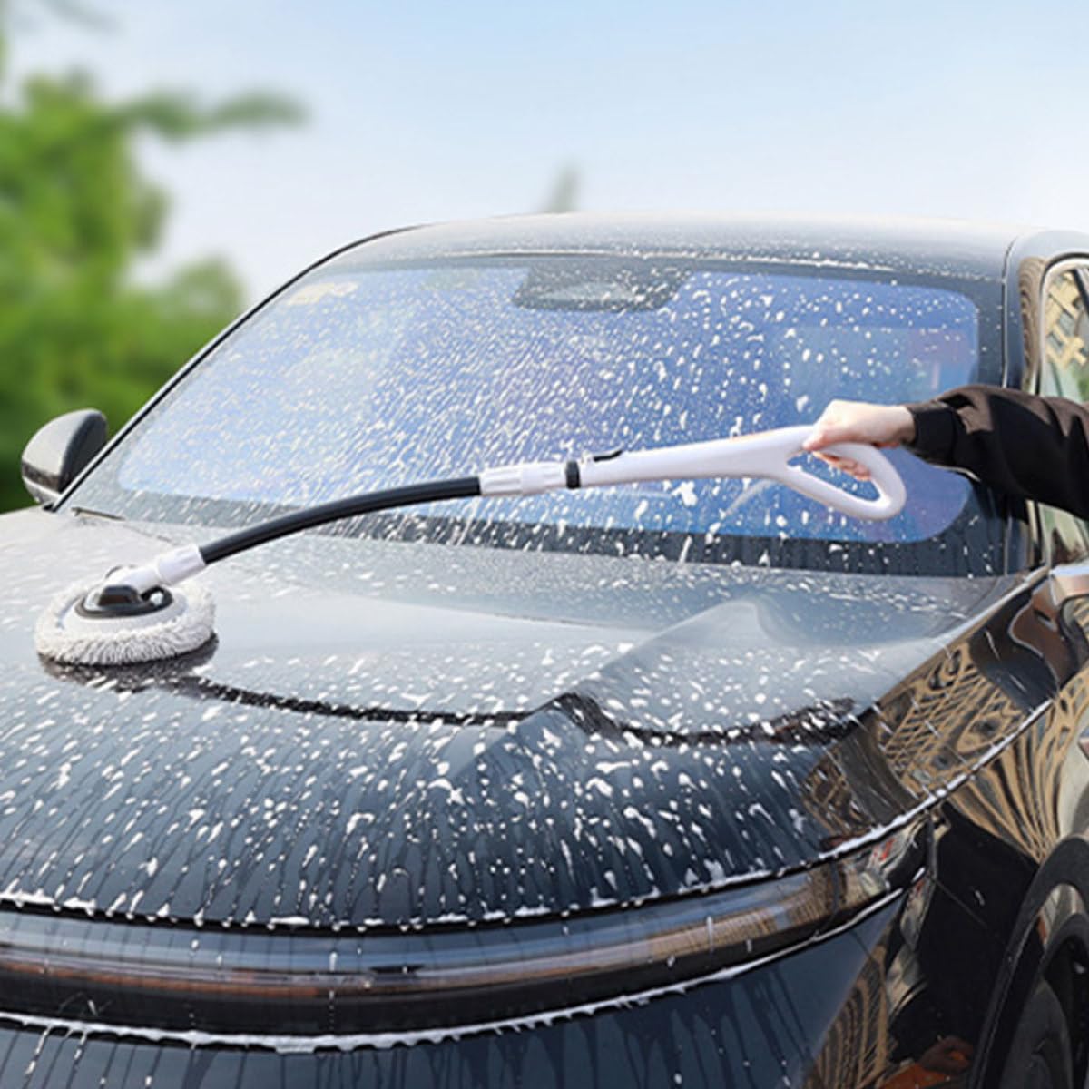 Autowaschbürste mit Langem Teleskopstiel Schonende Chenille Softbürste Verstellbar für Auto und Wohnmobilreinigung