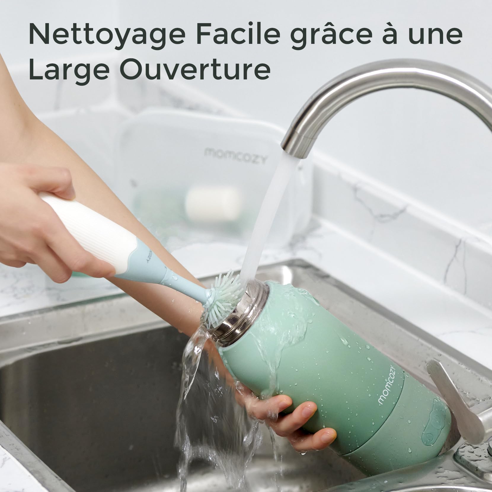 Momcozy Chauffe Biberon Portable pour Nomade sans Fil, Chauffage Rapide et Longue Autonomie, 2 Modes de Chauffe pour Lait Maternel et Eau, Grande Capacité de 500ml pour Toute la Journée