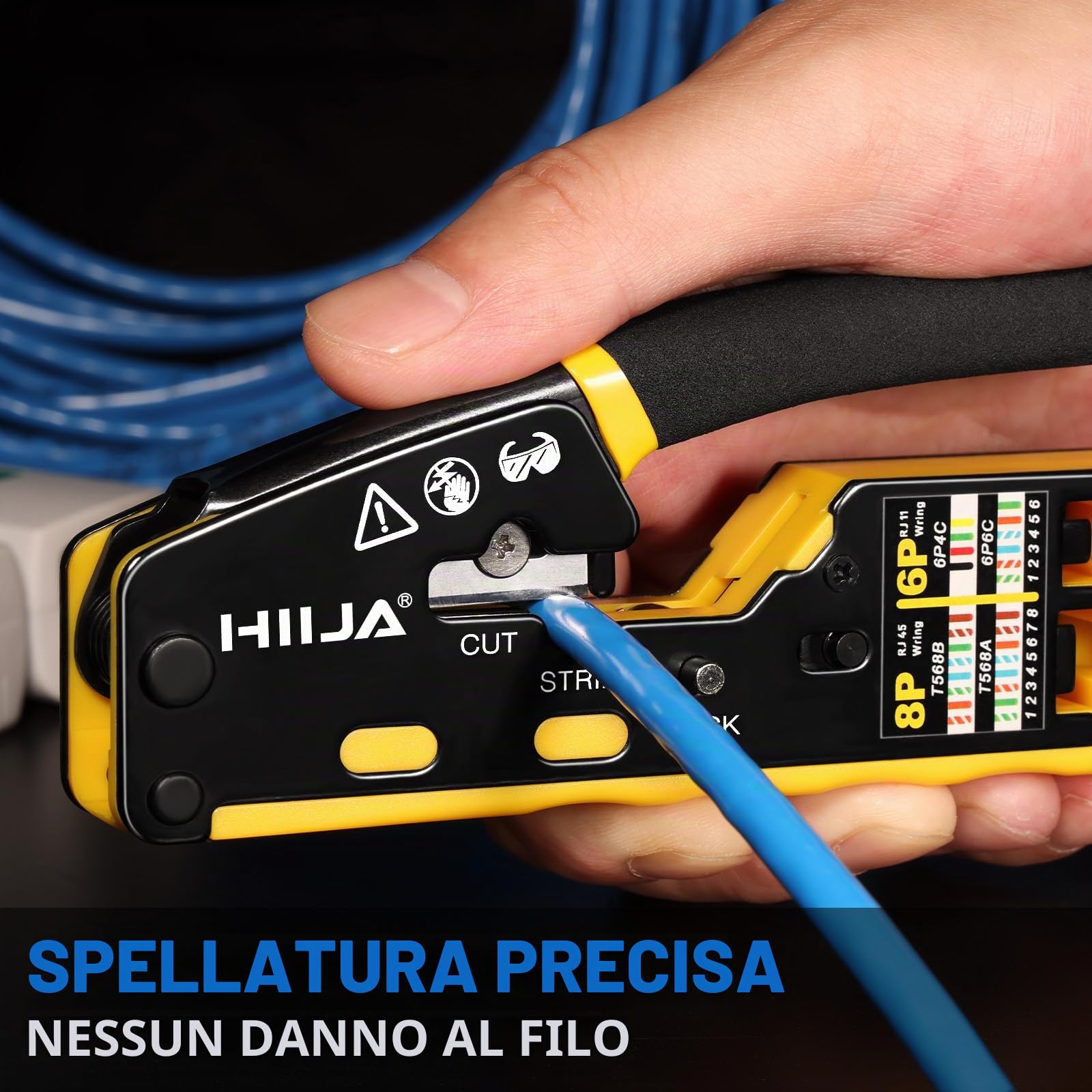 Pinza Crimpatrice RJ45 Passante per Connettori Ethernet Cat6 Cat5 Cat5e con Tester Cavi di Rete 50 Connettori RJ45 50 Coperture RJ45