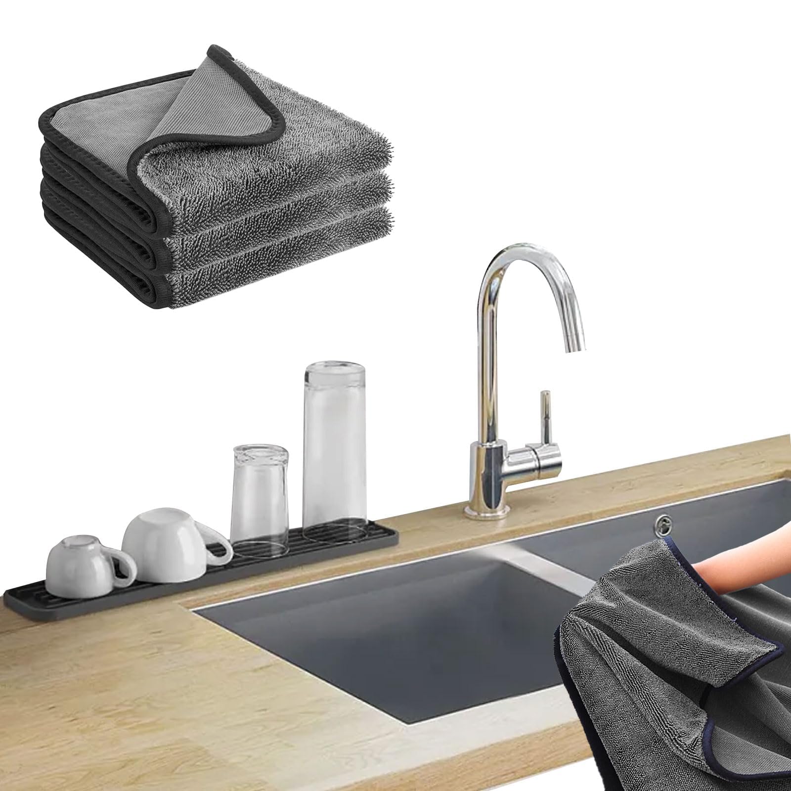 Shiny Wipes Shower Cleaning Cloths, 3pcs Shiny Bath Drying Towel, Super Absorbent Microfiber Bath Towels, Microfiber (3 in 1)