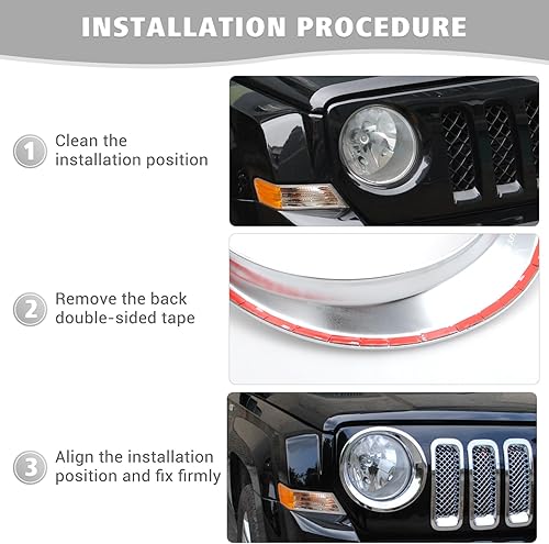 Miniatura 6 de Compatible con Jeep Patriot 2011-2016, biseles para faros delanteros (cromado)