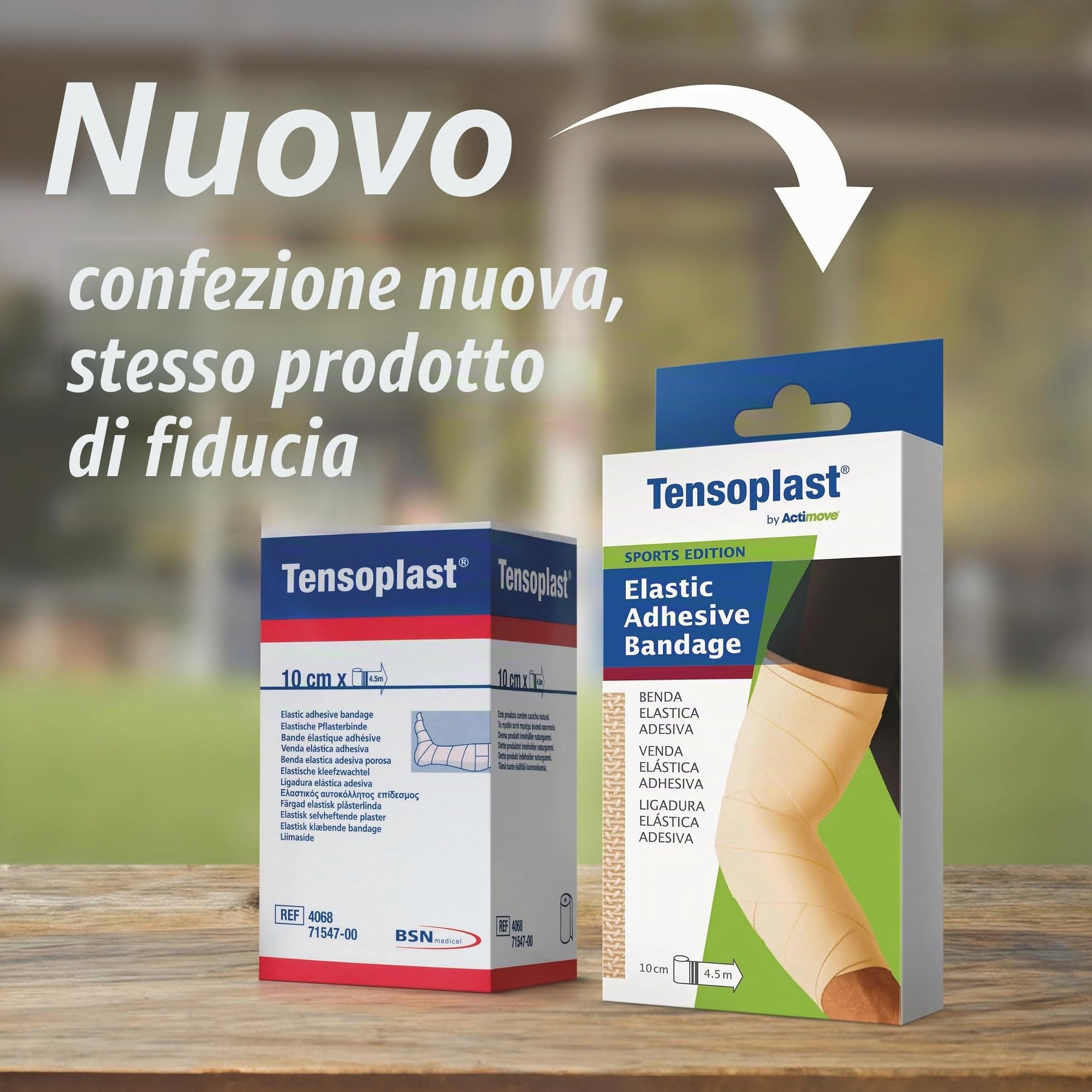 Tensoplast by Actimove Sports Edition EAB Nastro per compressione stabile, con supporto medio per articolazioni, 10 cm x 4,5 m, crema, 1 rotolo