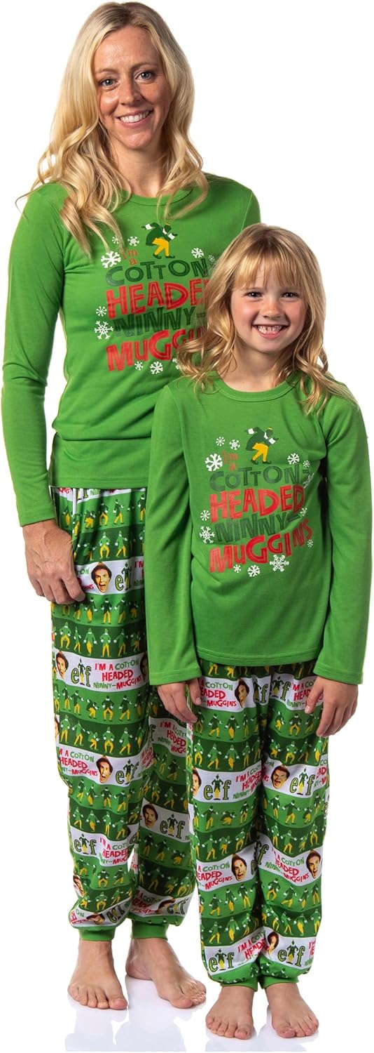 INTIMO Elf The Movie Womens' and Girl's Film Cotton-Headed Ninny-Muggins Jogger Pajama Set