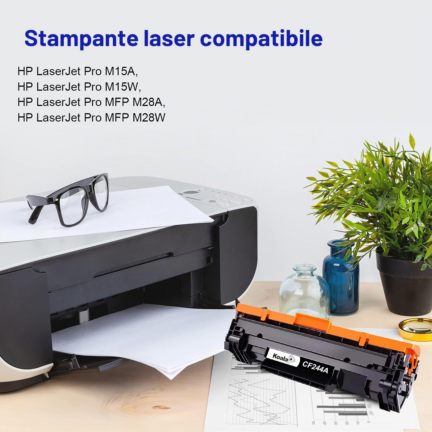 Koala Compatibili Cartuccia Toner Sostituzione per HP 44A CF244A Multipack per HP LaserJet Pro MFP M28a M28w M28 M15a M15w M15 Stampante (Nero, Pacco din 2)