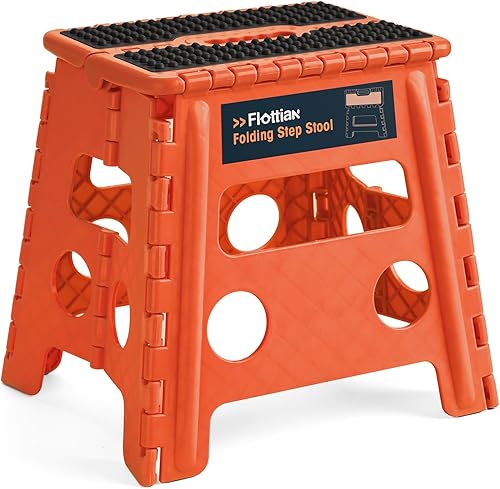 Flottian Taburete plegable de 13 pulgadas para adultos y niños con capacidad para hasta 300 libras, taburetes plegables antideslizantes con asa,