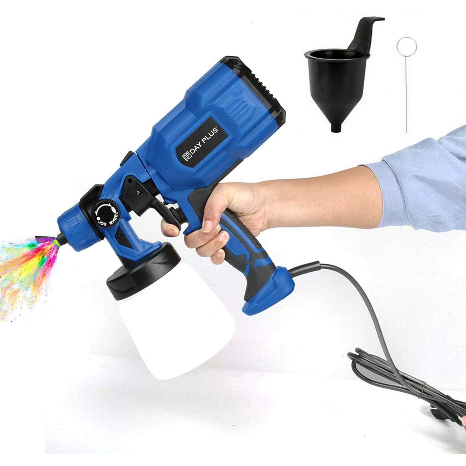 System natryskowy 550 W, pistolet natryskowy 100 – 450 ml/min, elektryczny pistolet natryskowy z regulowanym strumieniem powietrza i regulacją koloru, pistolet do lakierowania z 3 wzorami natrysku