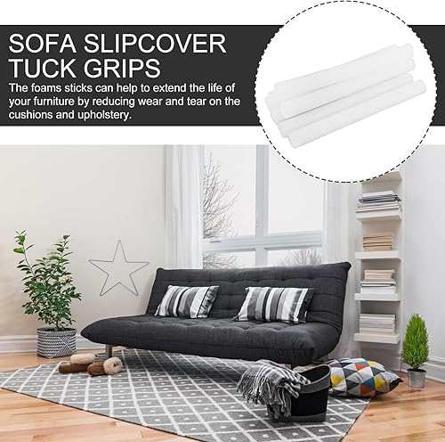 Miniatura 8 de 14 piezas de varillas de espuma de agarre para sofá, agarres para meter fácil instalación, funda de muebles reutilizable, tiras de espuma blanca