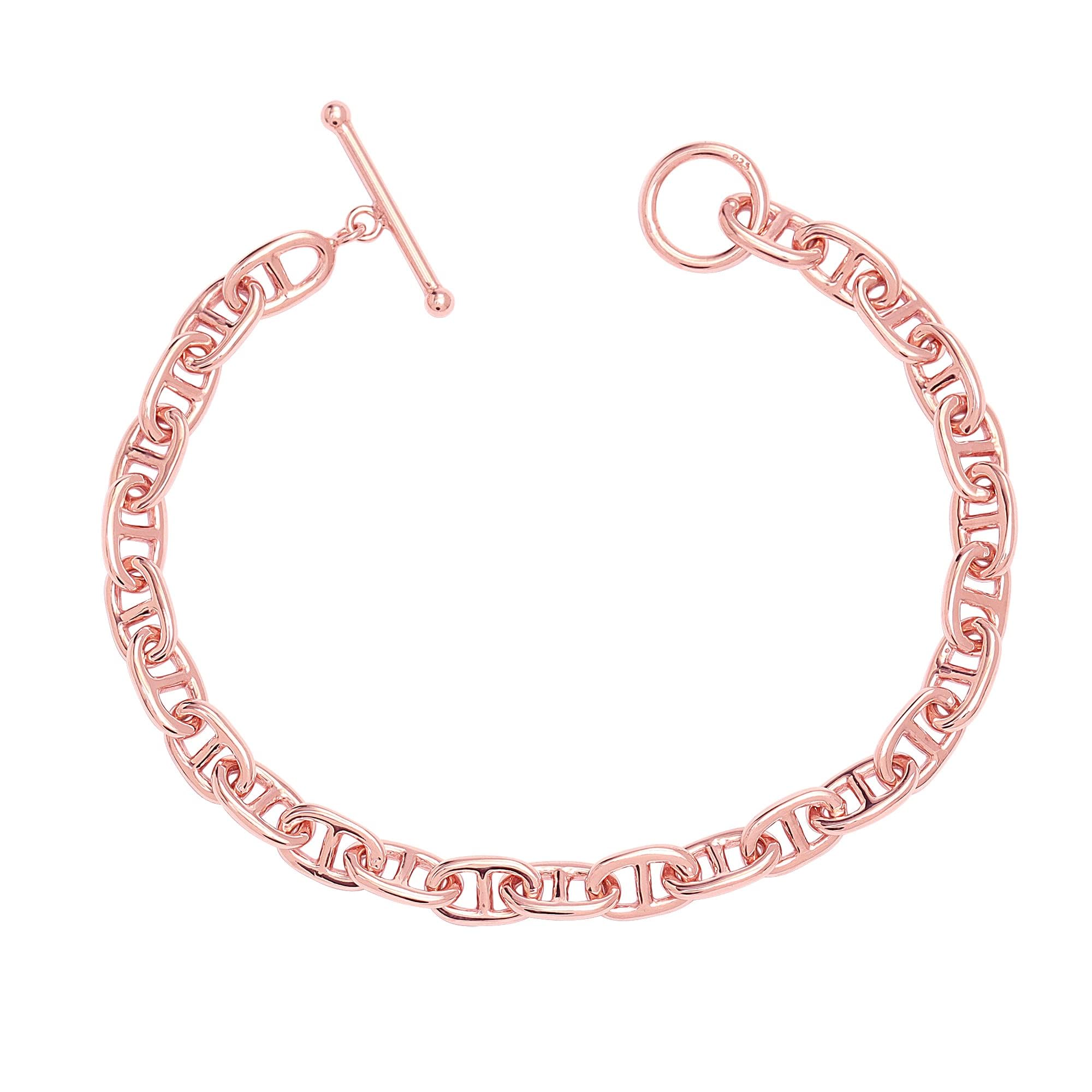 LeCalla 925 Bracciale a catena con ancora in argento 925 placcato oro 14K Orecchini a cerchio con pendente leggero per donna